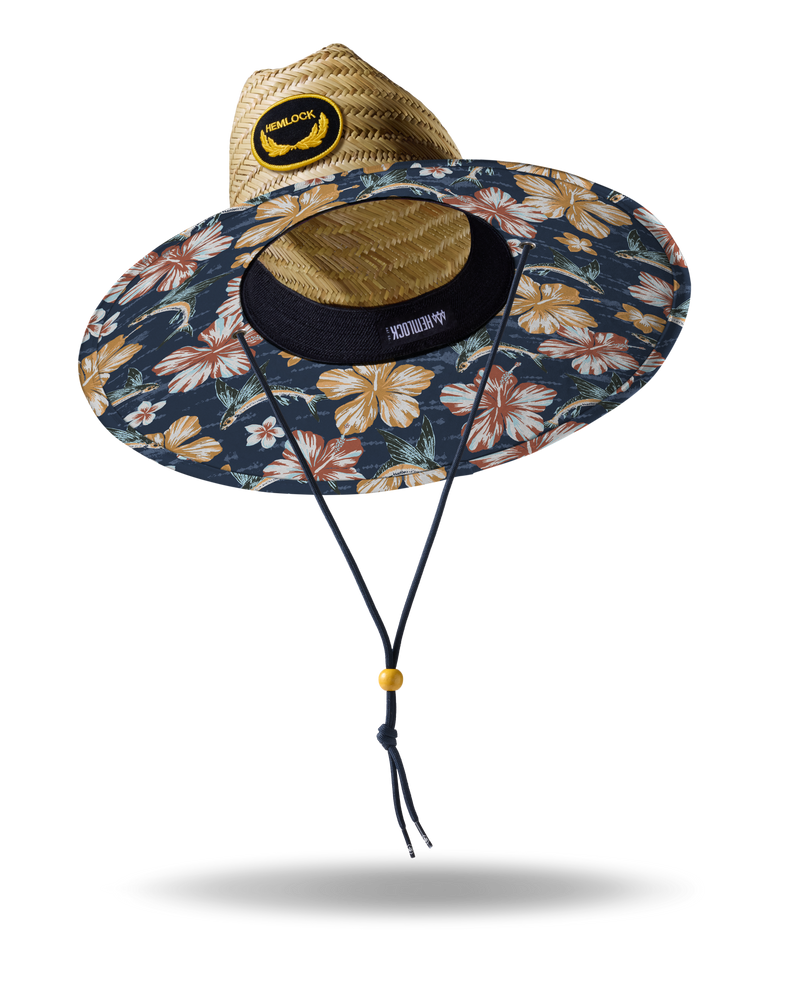 Hemlock UPF50+ Lifeguard Straw Hat Flying Fish print