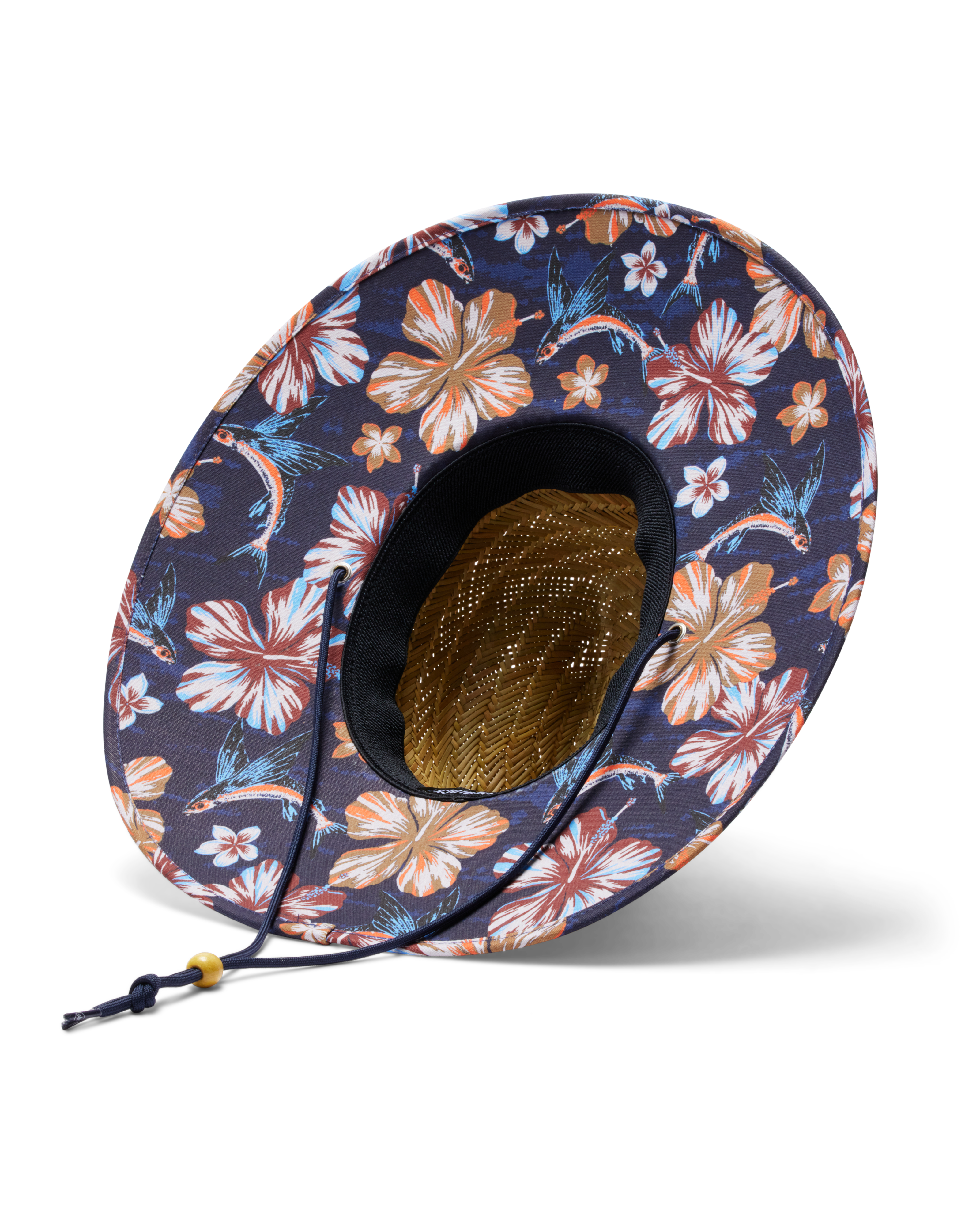 Hemlock UPF50+ Lifeguard Straw Hat Flying Fish print bottom view