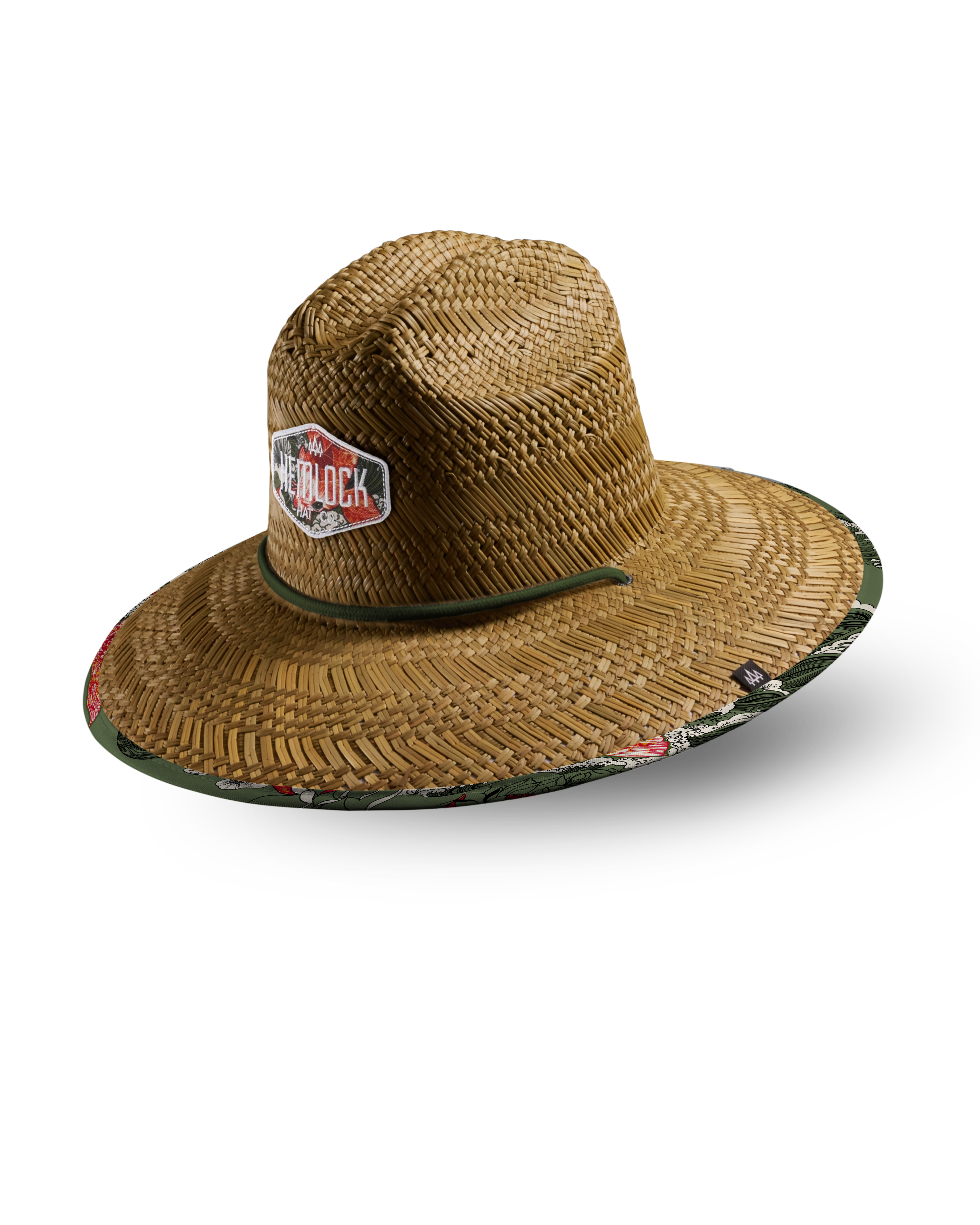 Hemlock Fortune straw lifeguard hat with Koi Fish pattern with patch. 