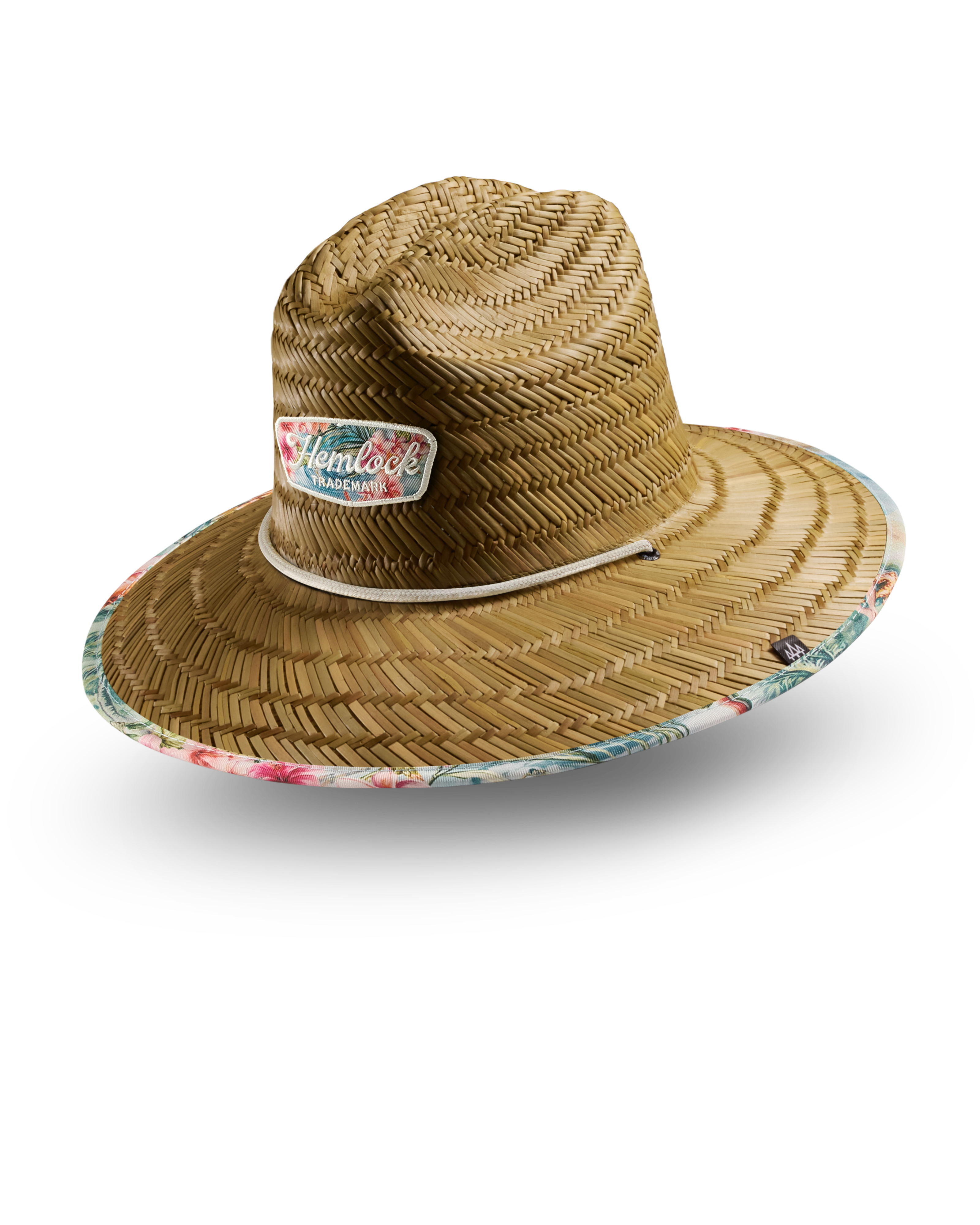Hemlock UPF50+ Lifeguard Straw Hat in Hanalei print side view
