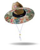 Hemlock Hanalei straw lifeguard hat with hula pattern