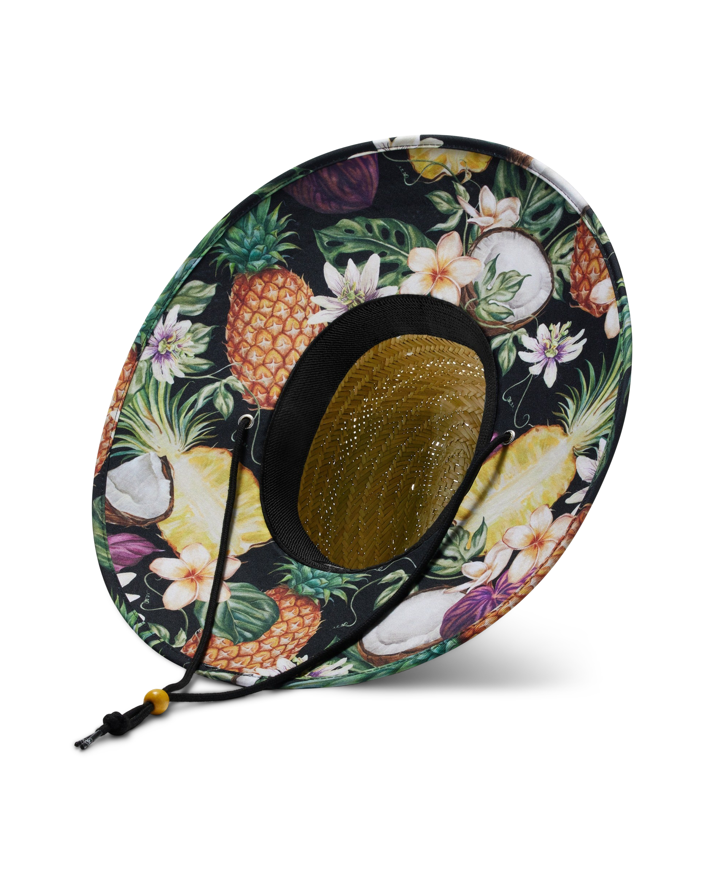 Hemlock Nightcap straw lifeguard hat with pineapple pattern detailed view