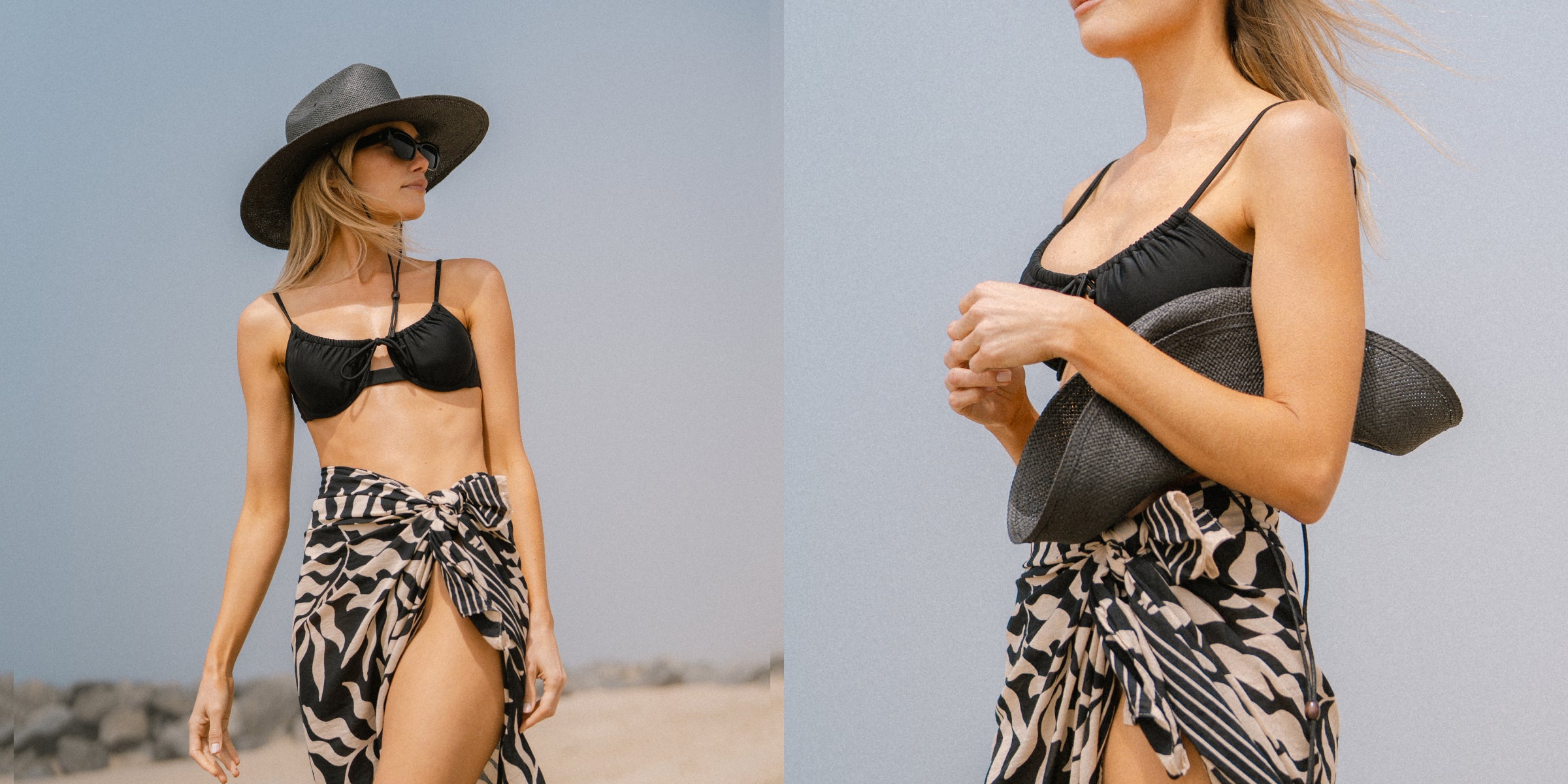 Hemlock female model wearing the Las Olas Packable lifeguard hat