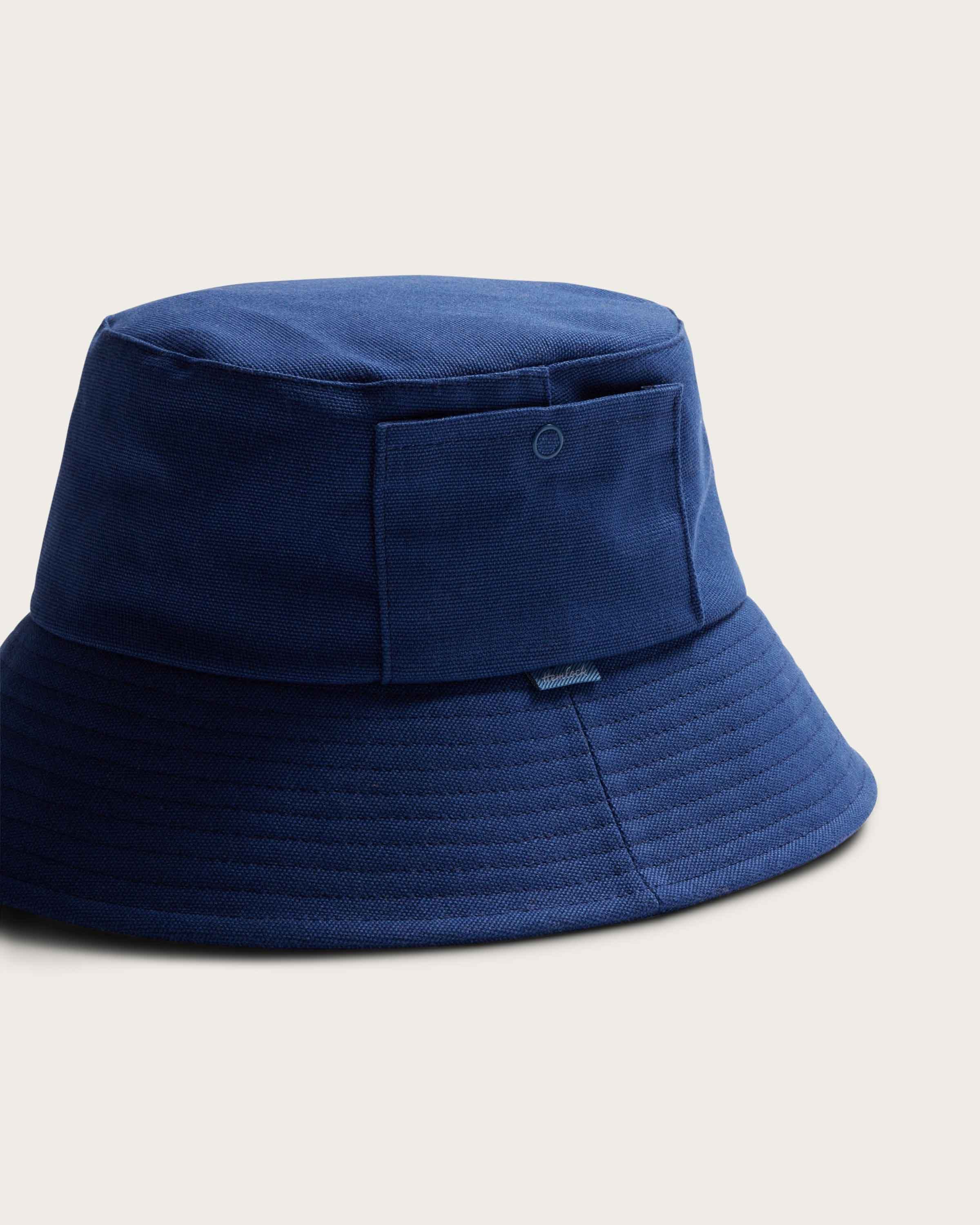 Hemlock Isle Cotton Bucket Hat in Indigo detail