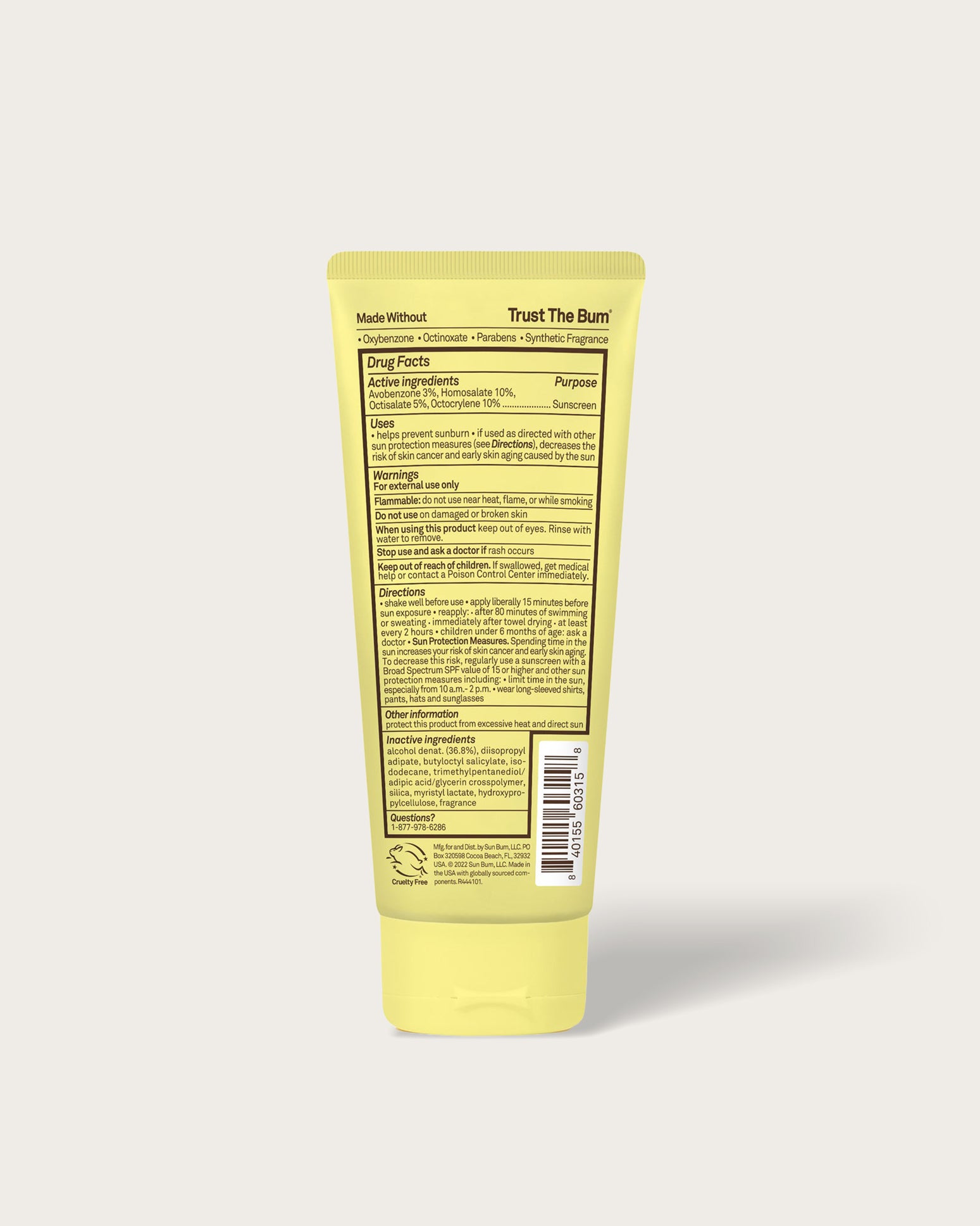Sun Bum Kids SPF 50 Clear Sunscreen Lotion bottle back view