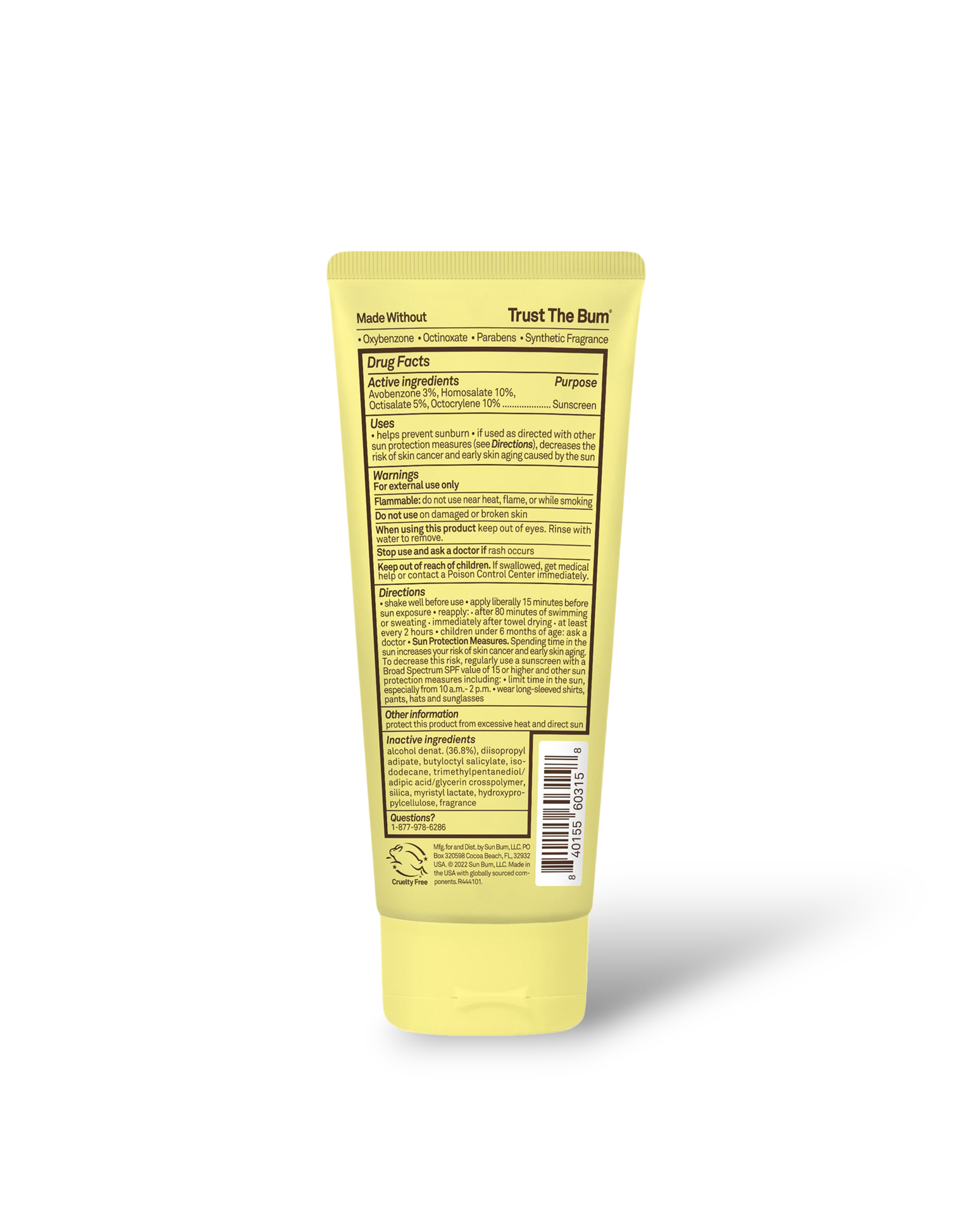 Sun Bum Kids SPF 50 Clear Sunscreen Lotion bottle back view