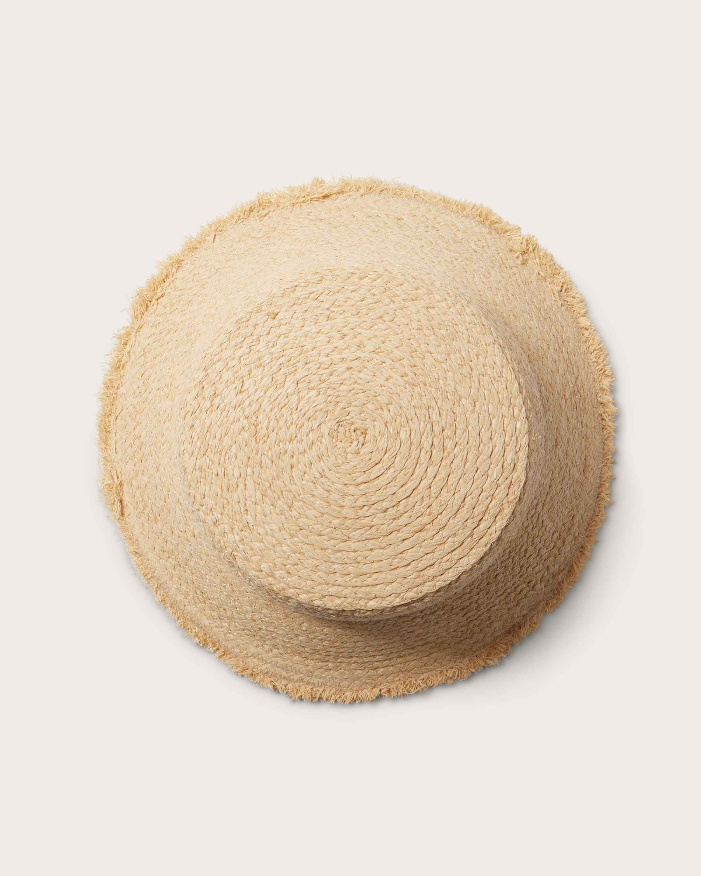 Hemlock Lenny Straw Bucket Hat in Natural top of hat