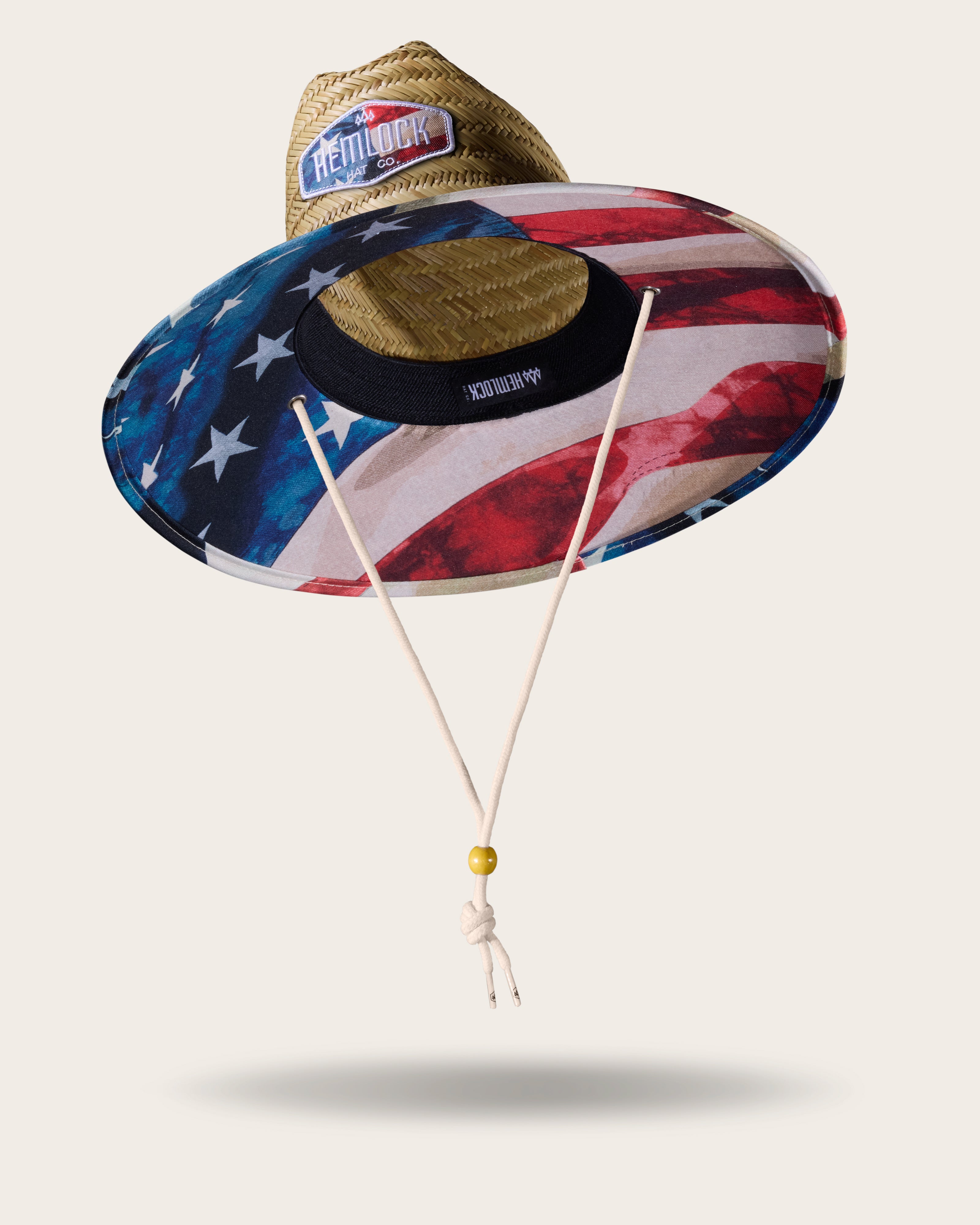 Hemlock Liberty straw lifeguard hat with USA flag pattern