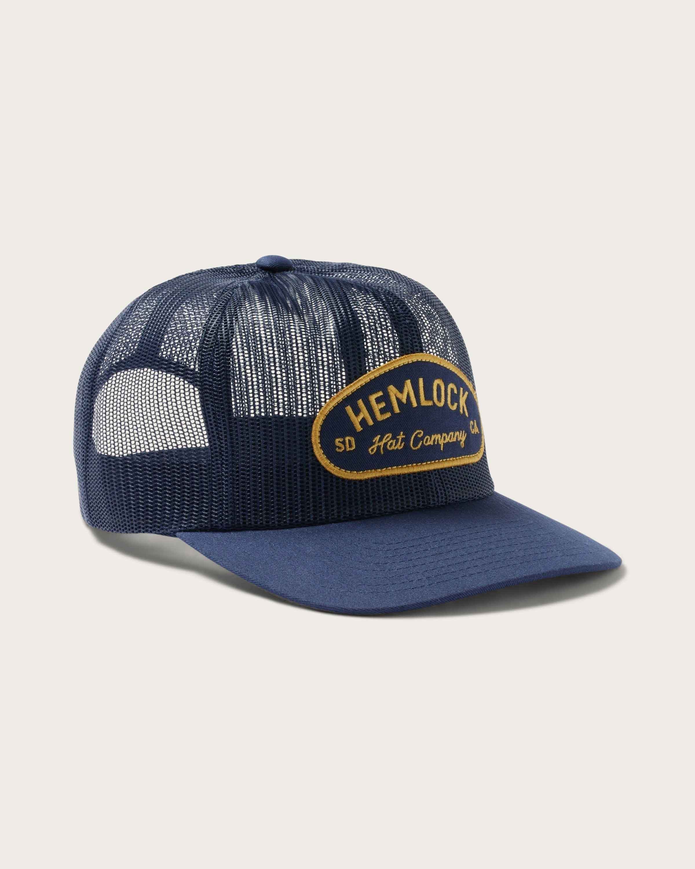 Hemlock Mack Trucker Hat in Navy side view