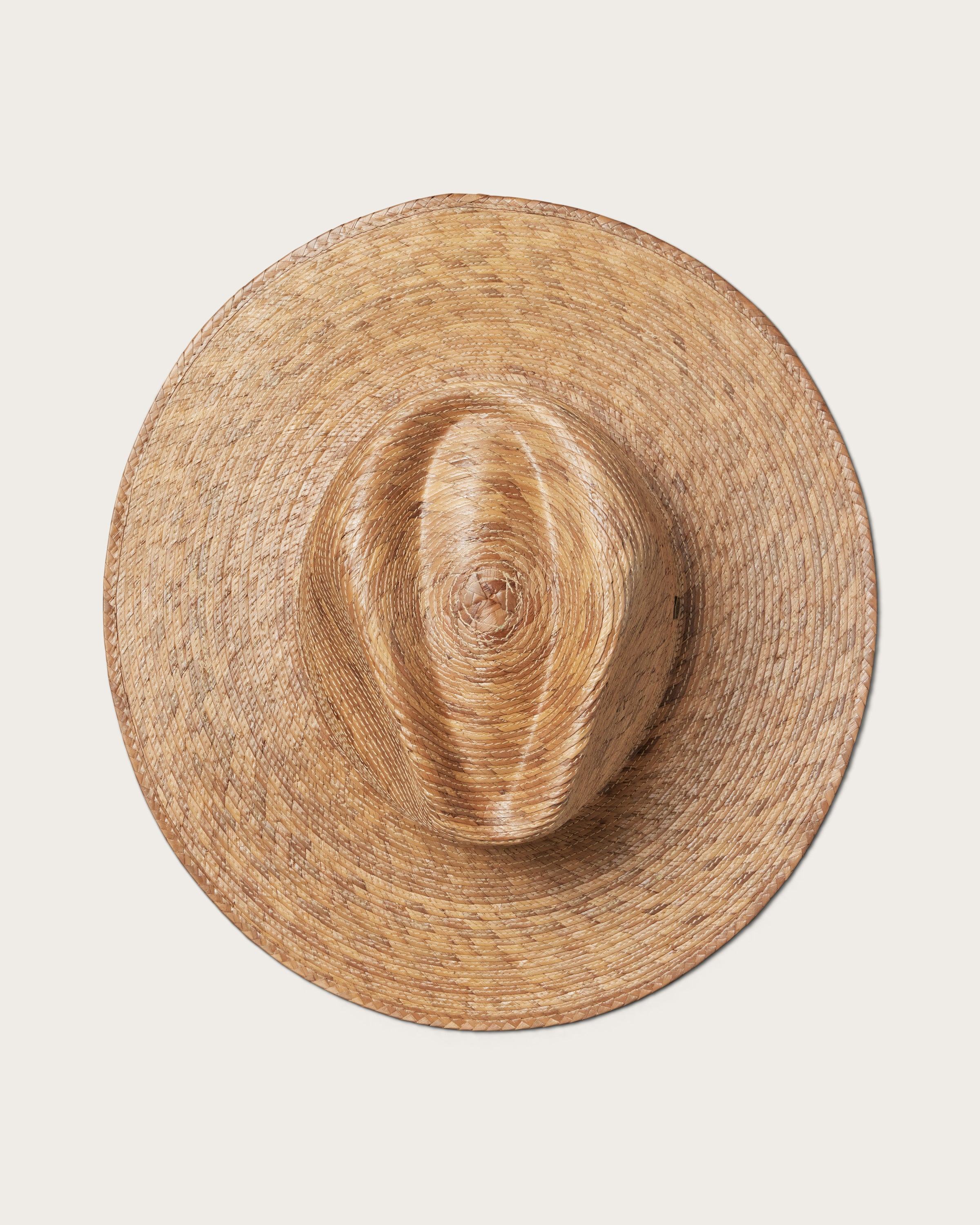 Hemlock Madero Straw Fedora in Toast color top of hat