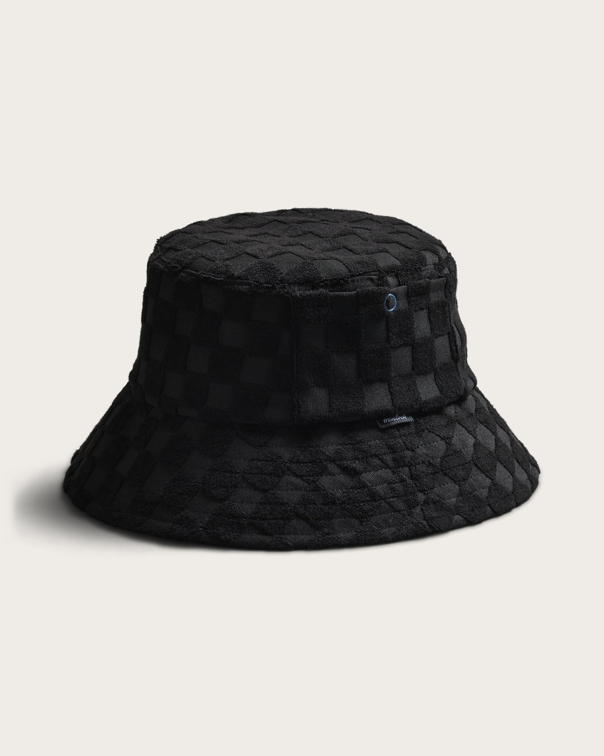 Hemlock Marina Terry Bucket Hat in Black Check detail