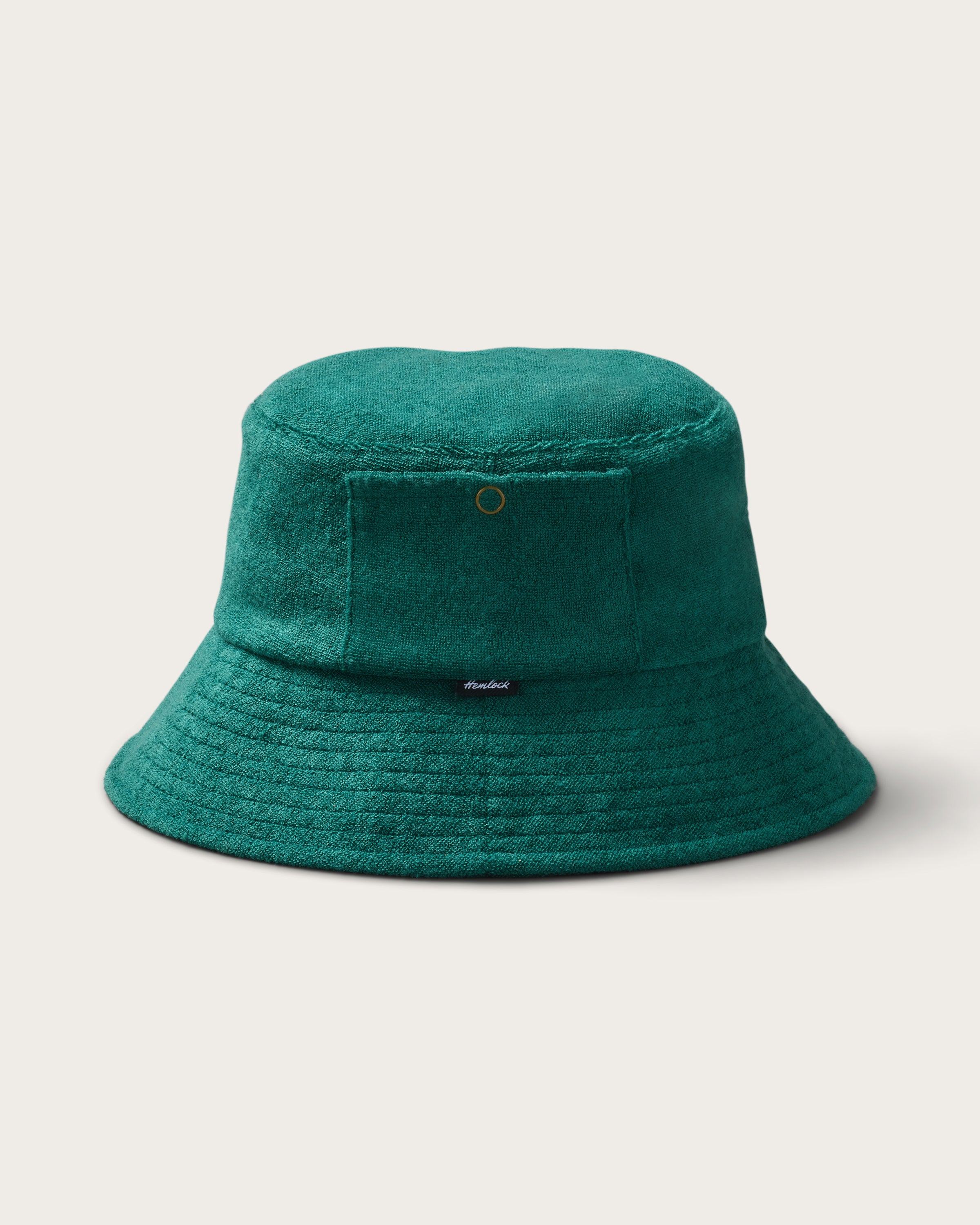 Hemlock Marina Terry Bucket Hat in Emerald side profile