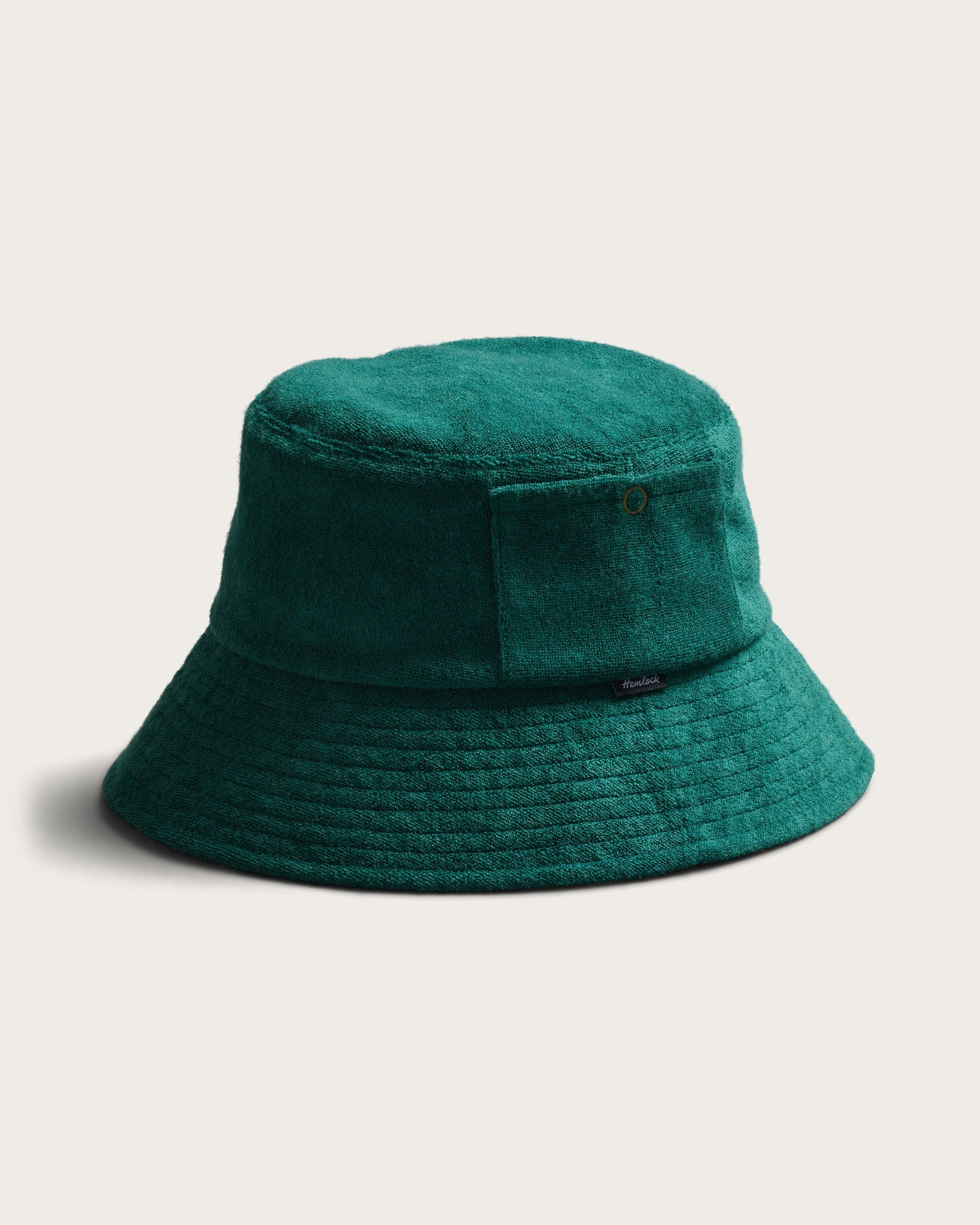 Hemlock Marina Terry Bucket Hat in Emerald detail