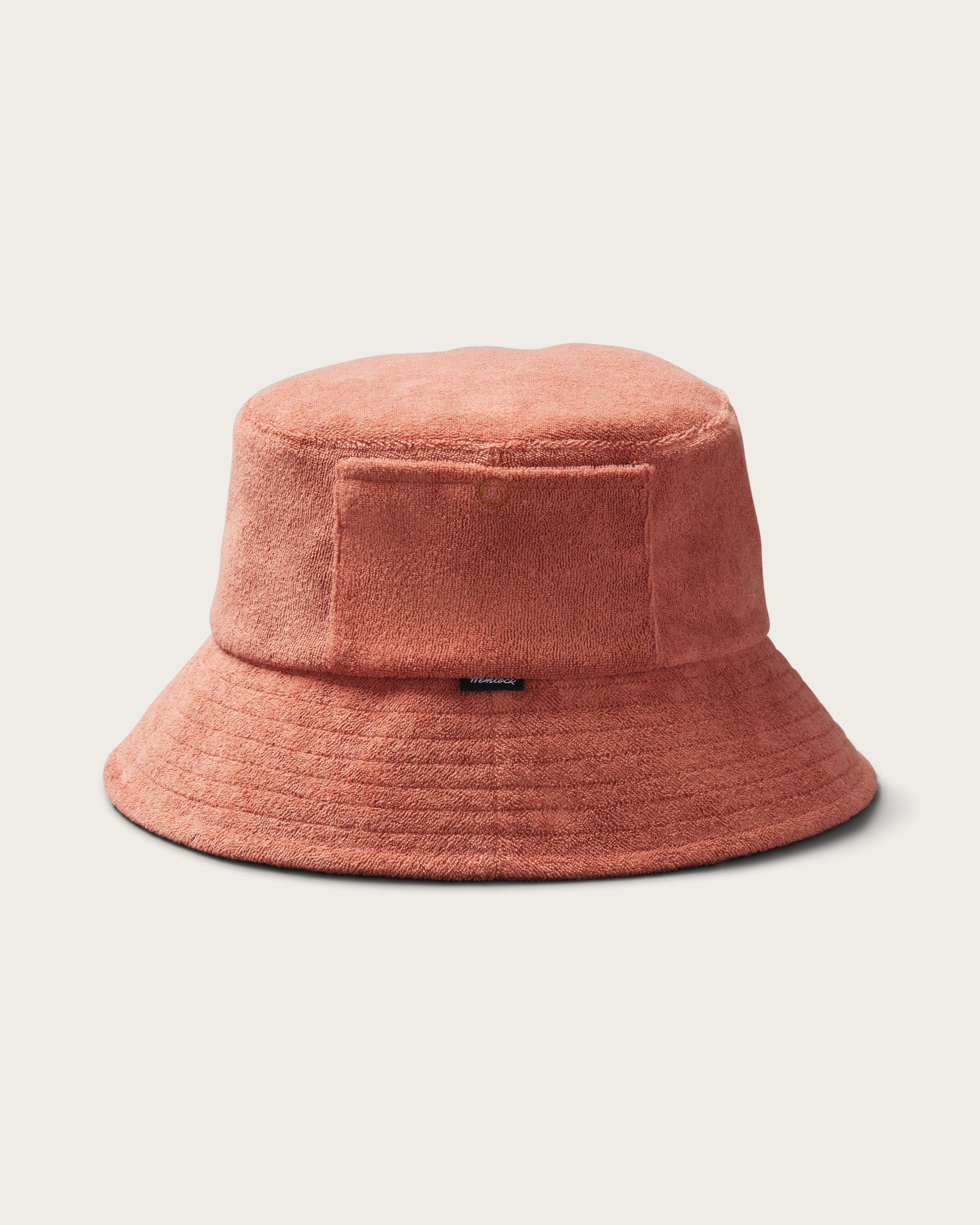Hemlock Marina Terry Bucket Hat in Red Clay side profile