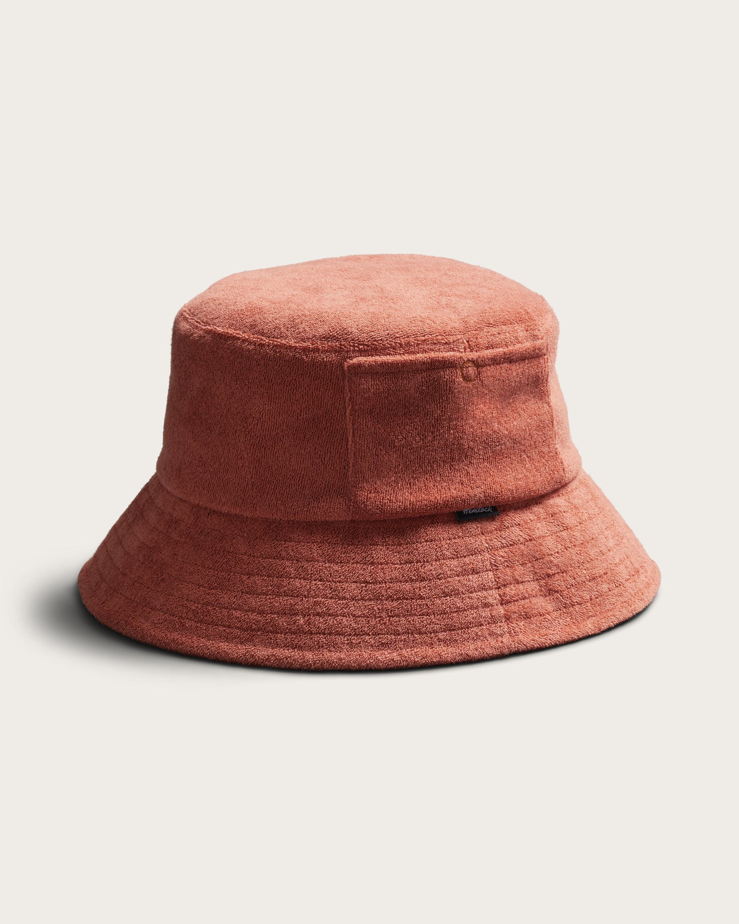 Hemlock Marina Terry Bucket Hat in Red Clay detail