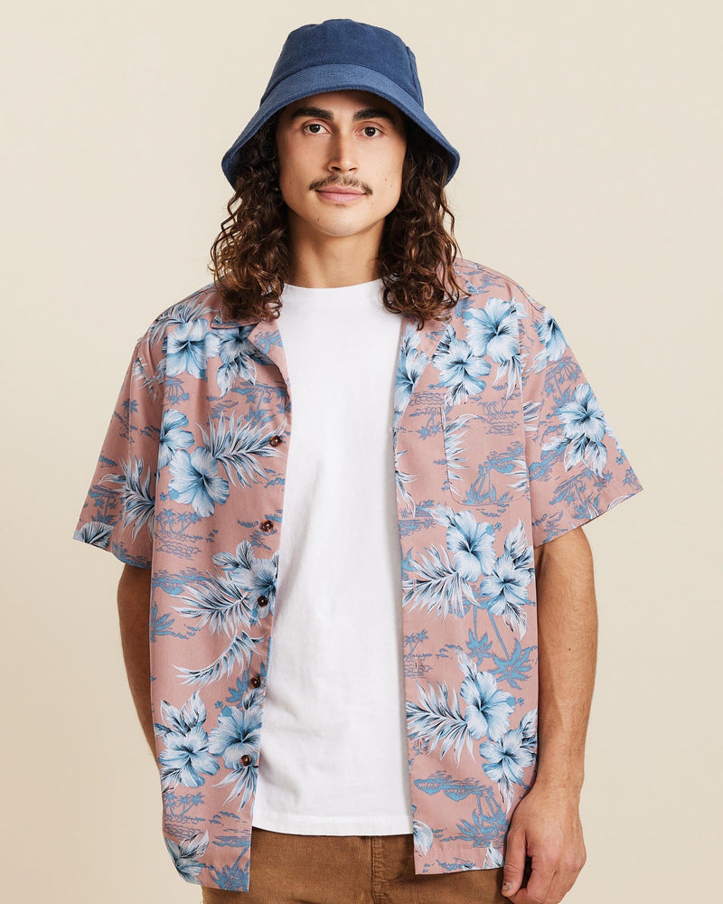 Hemlock male model looking straight wearing Marina Terry Bucket Hat in Indigo