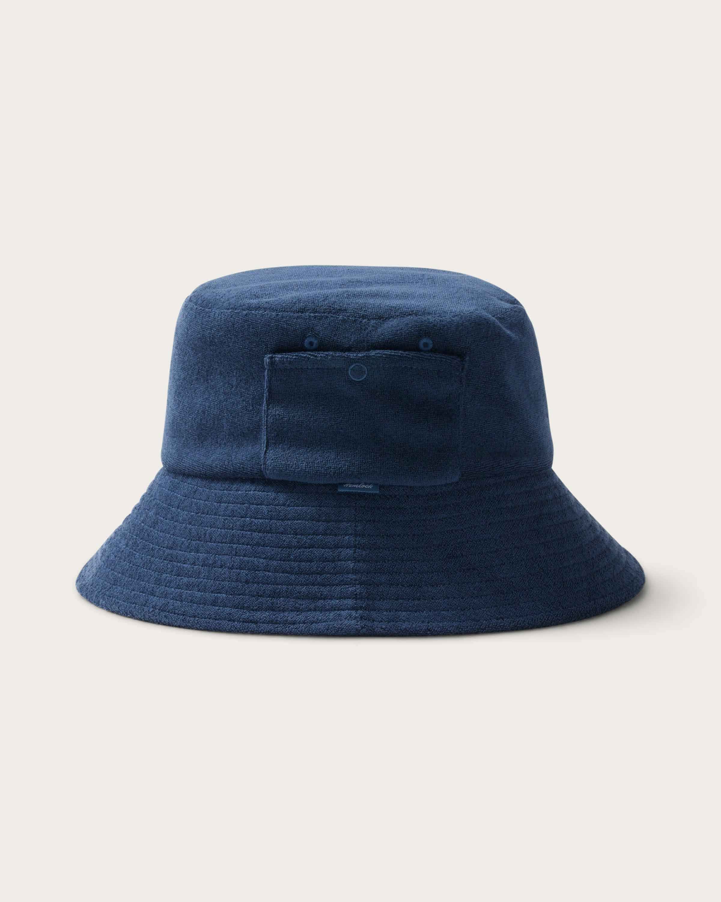 Hemlock Marina Terry Bucket Hat in Indigo side profile