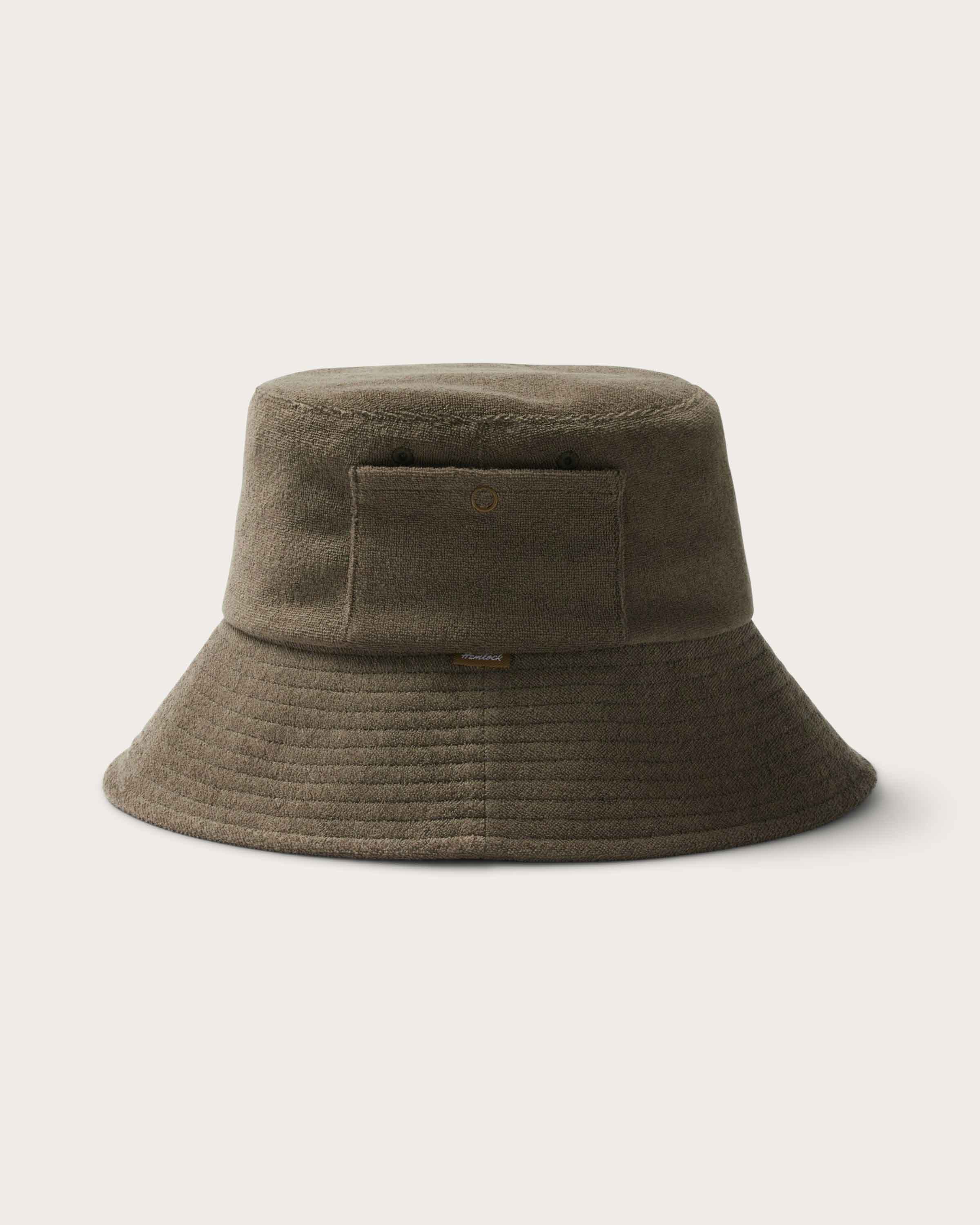 Hemlock Marina Terry Bucket Hat in Olive side profile