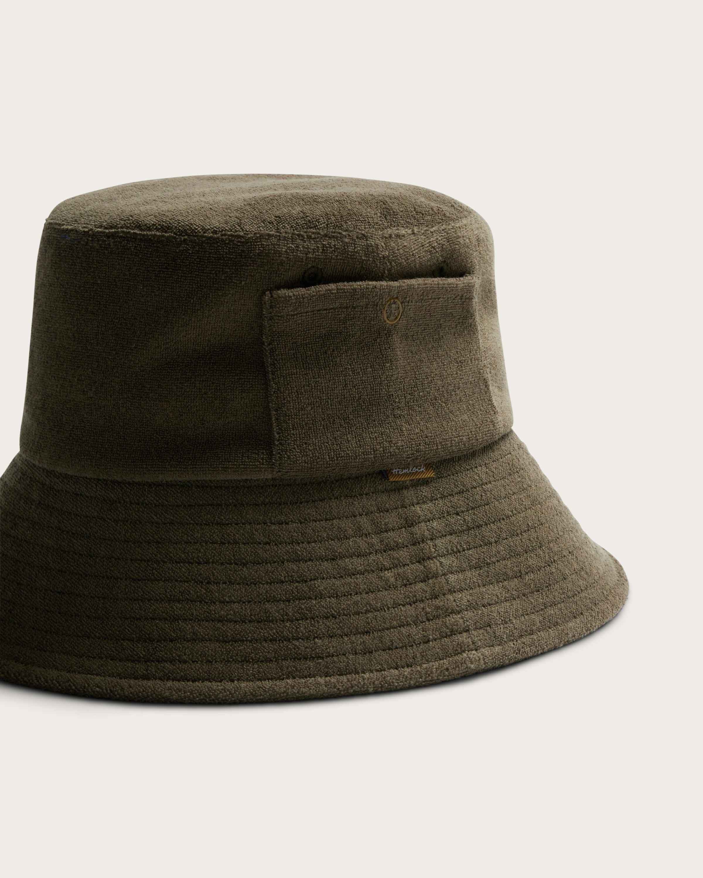 Hemlock Marina Terry Bucket Hat in Olive detail