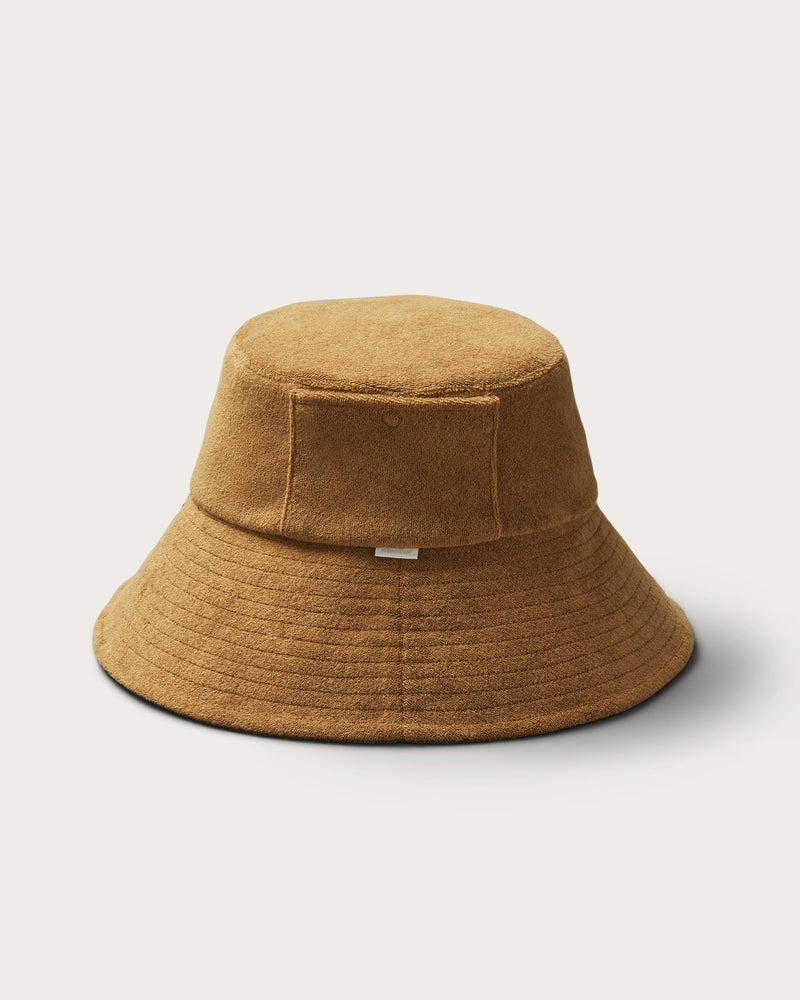 Marina Wide Brim Bucket in Coyote Brown