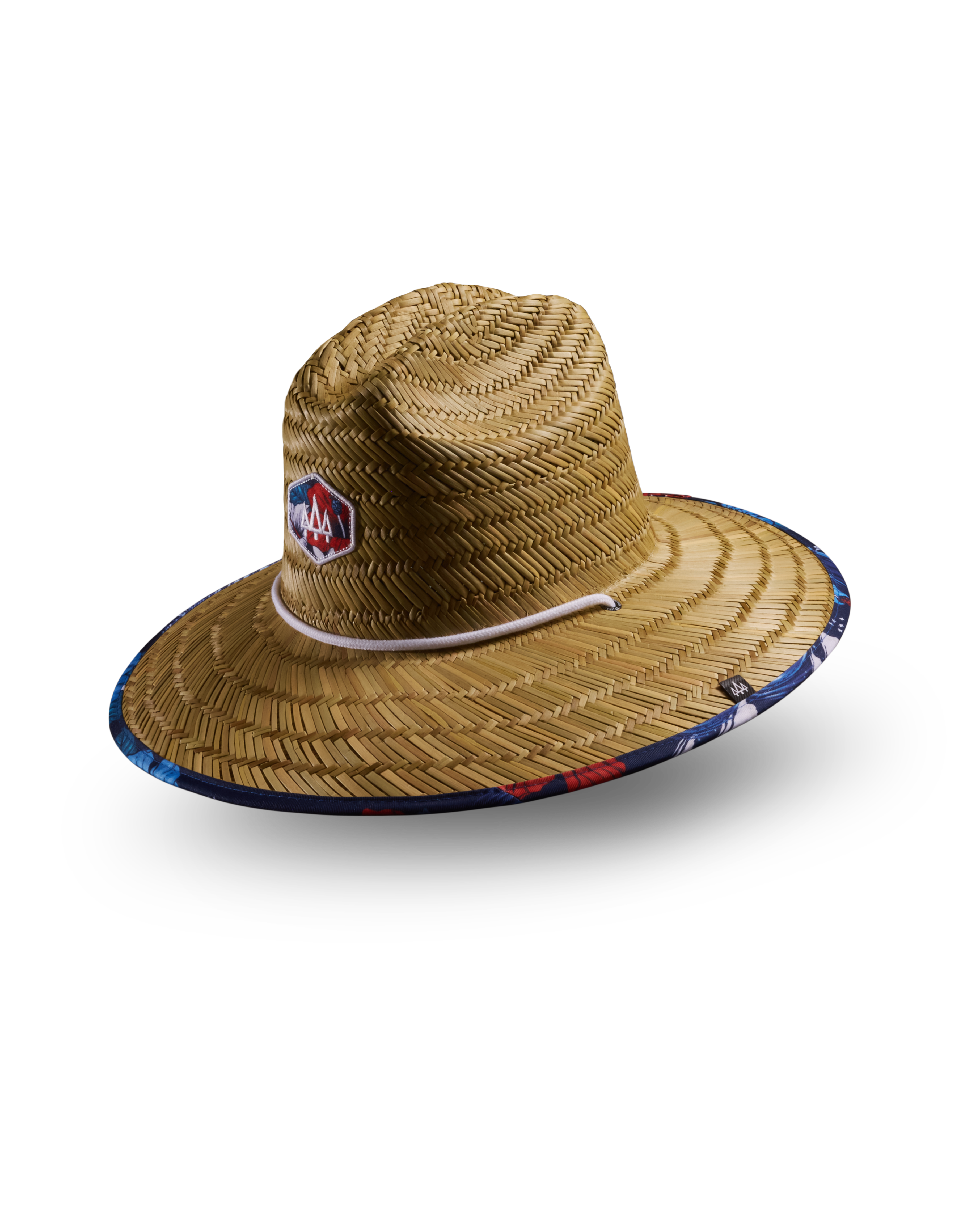  Hemlock Midway straw lifeguard hat with USA floral pattern with patch