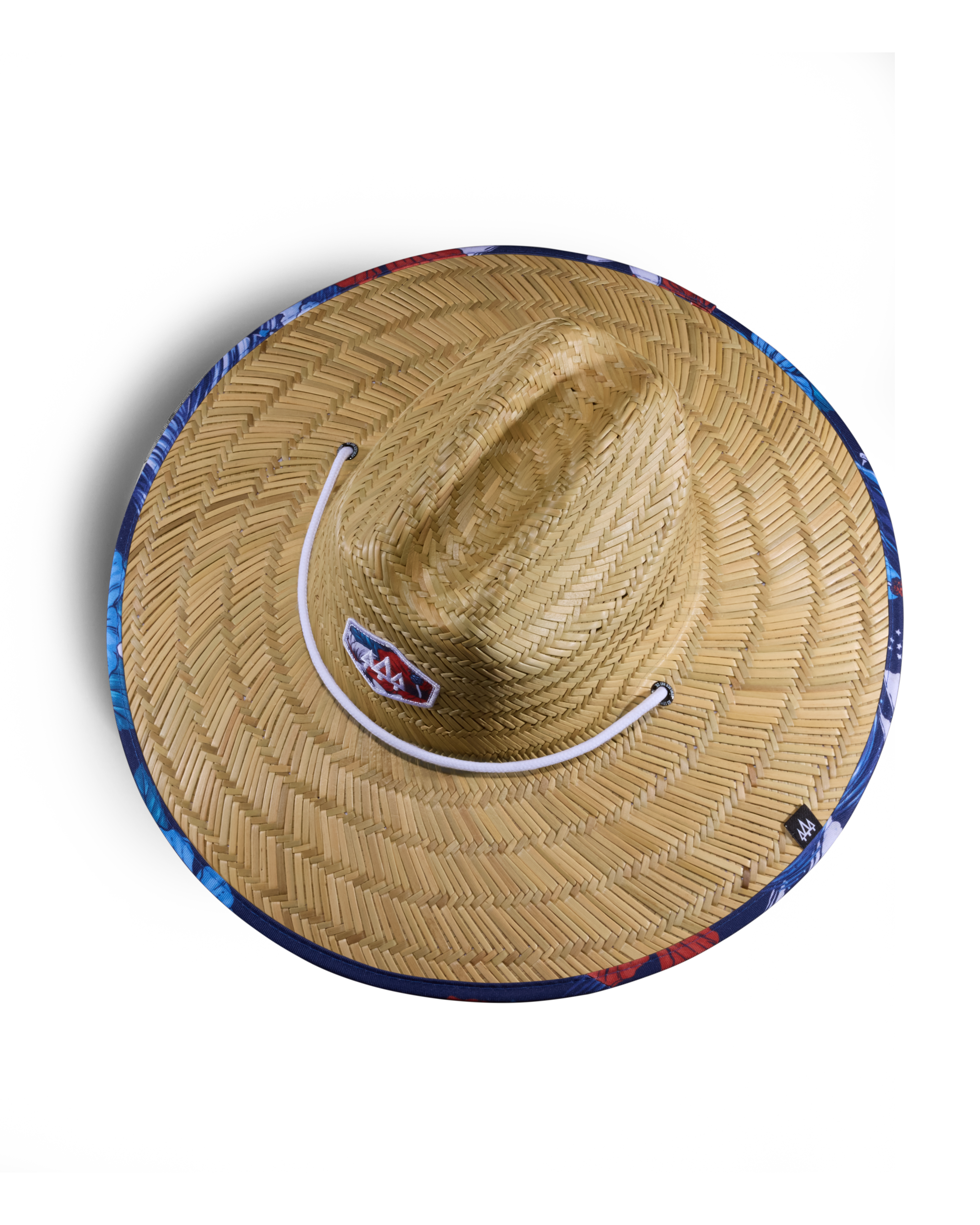  Hemlock Midway straw lifeguard hat with USA floral pattern top of hat