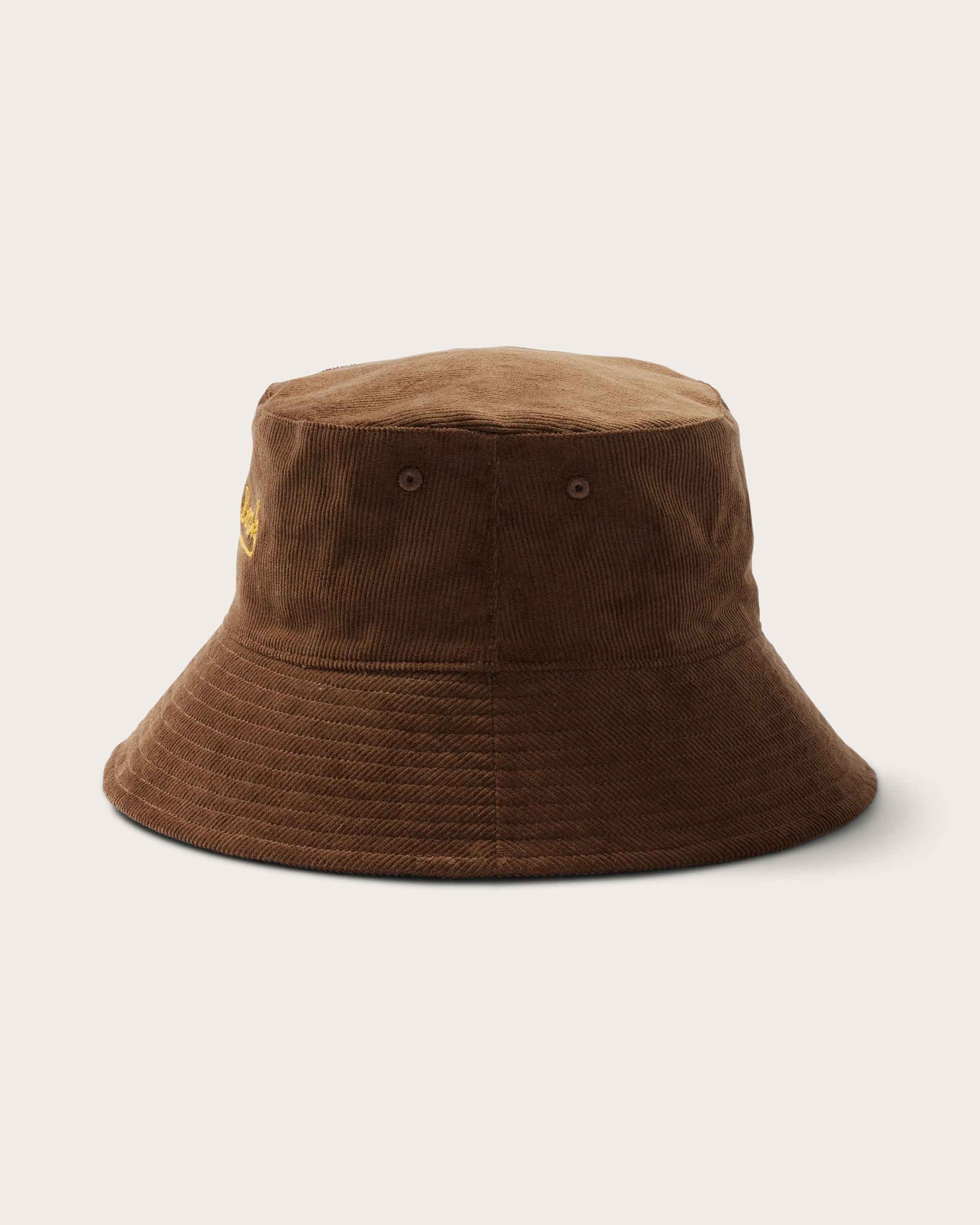 Hemlock Newport Corduroy Bucket Hat in Mocha side profile