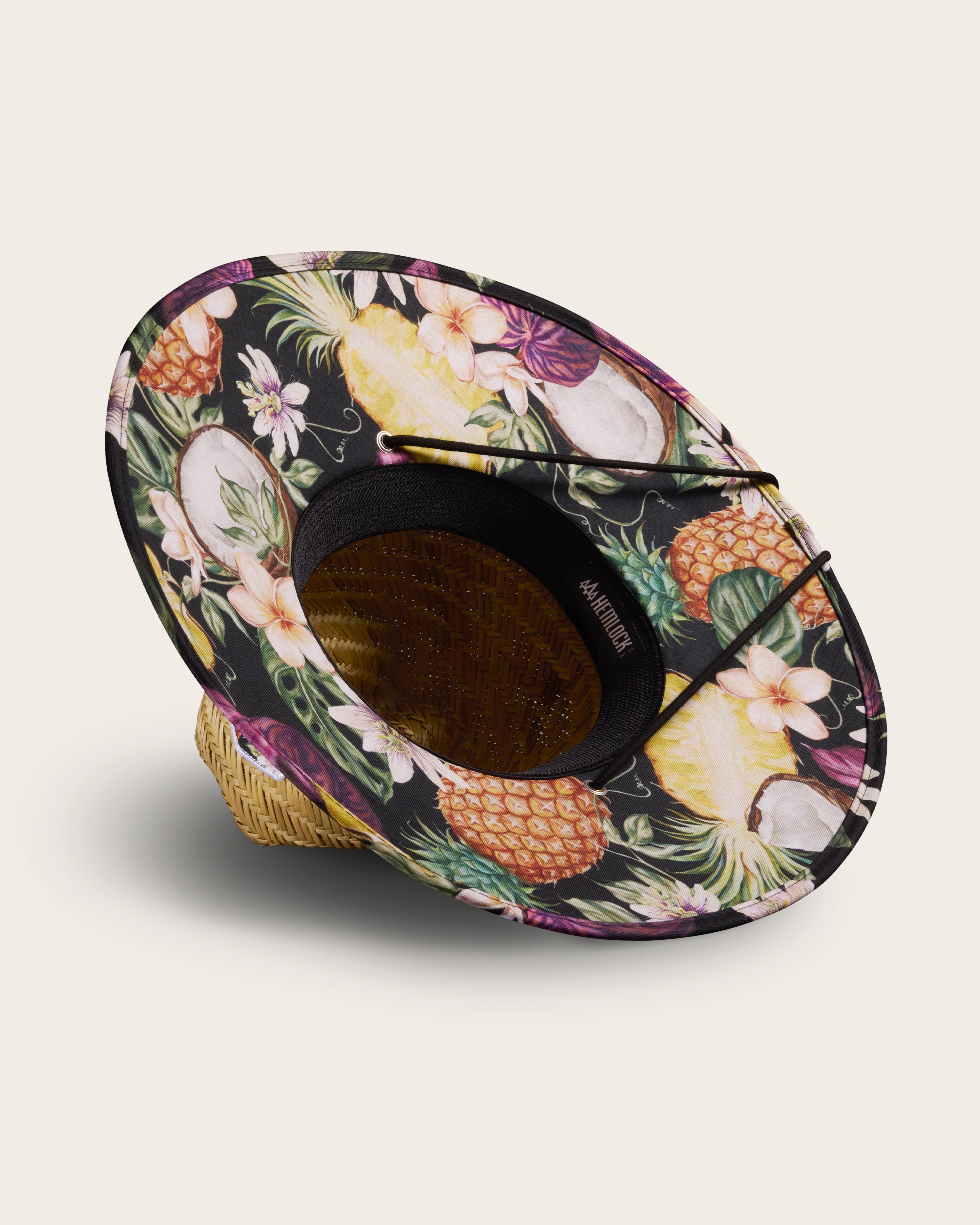 Hemlock Nightcap straw lifeguard hat with pineapple pattern detailed view