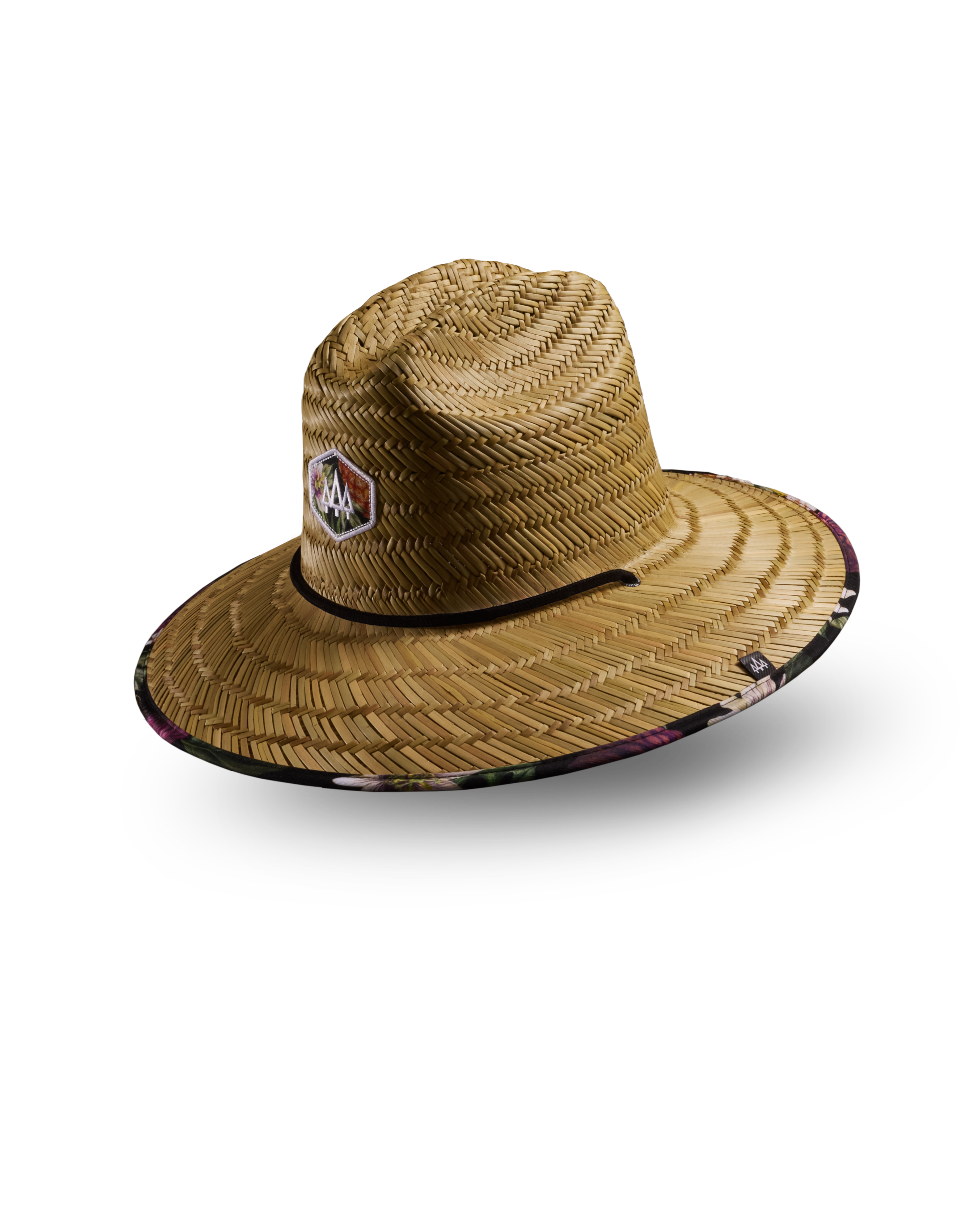 Hemlock Nightcap straw lifeguard hat with pineapple pattern with patch