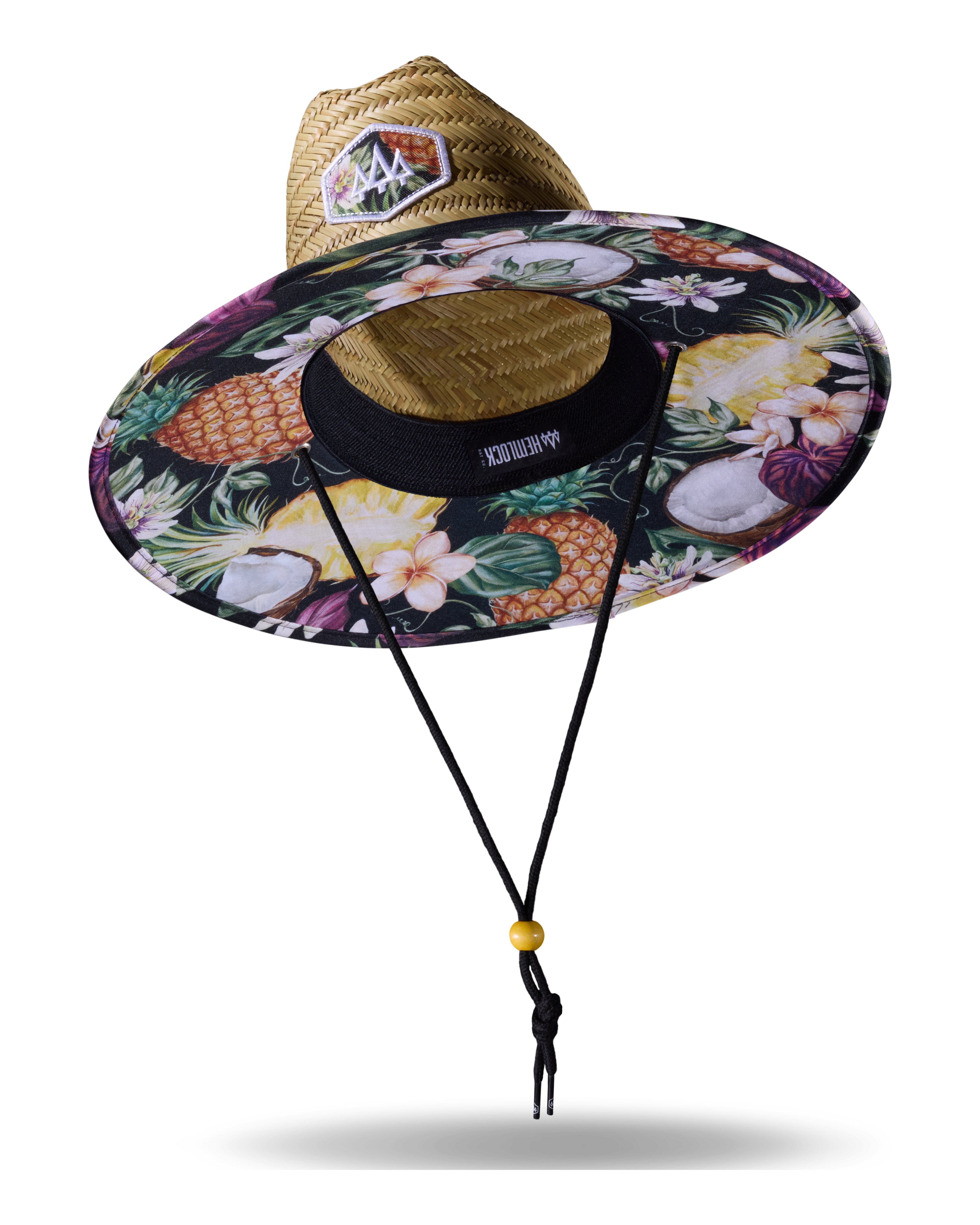 Hemlock Nightcap straw lifeguard hat with pineapple pattern