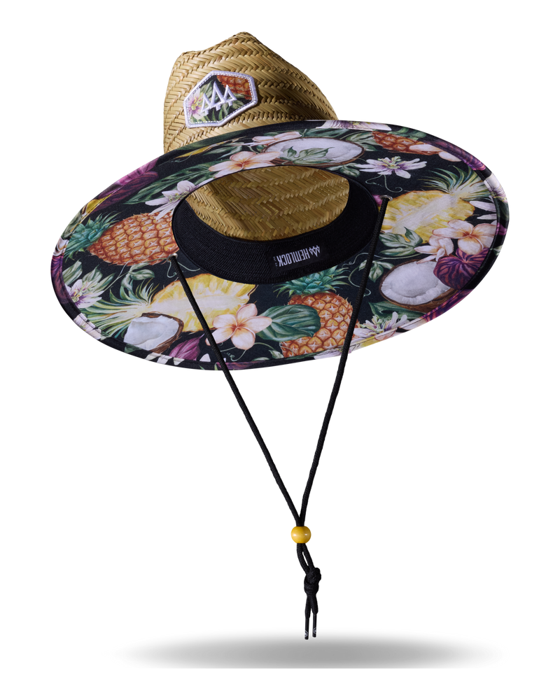 Hemlock Nightcap straw lifeguard hat with pineapple pattern