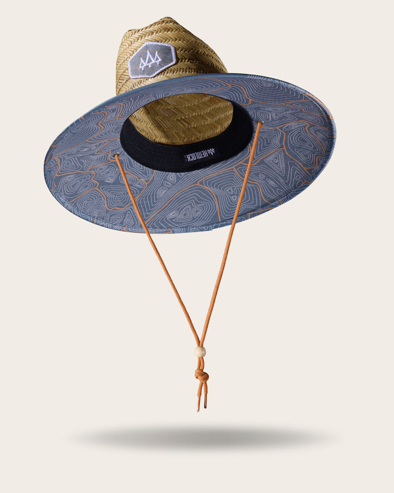 Hemlock Nomad straw lifeguard hat with topography pattern
