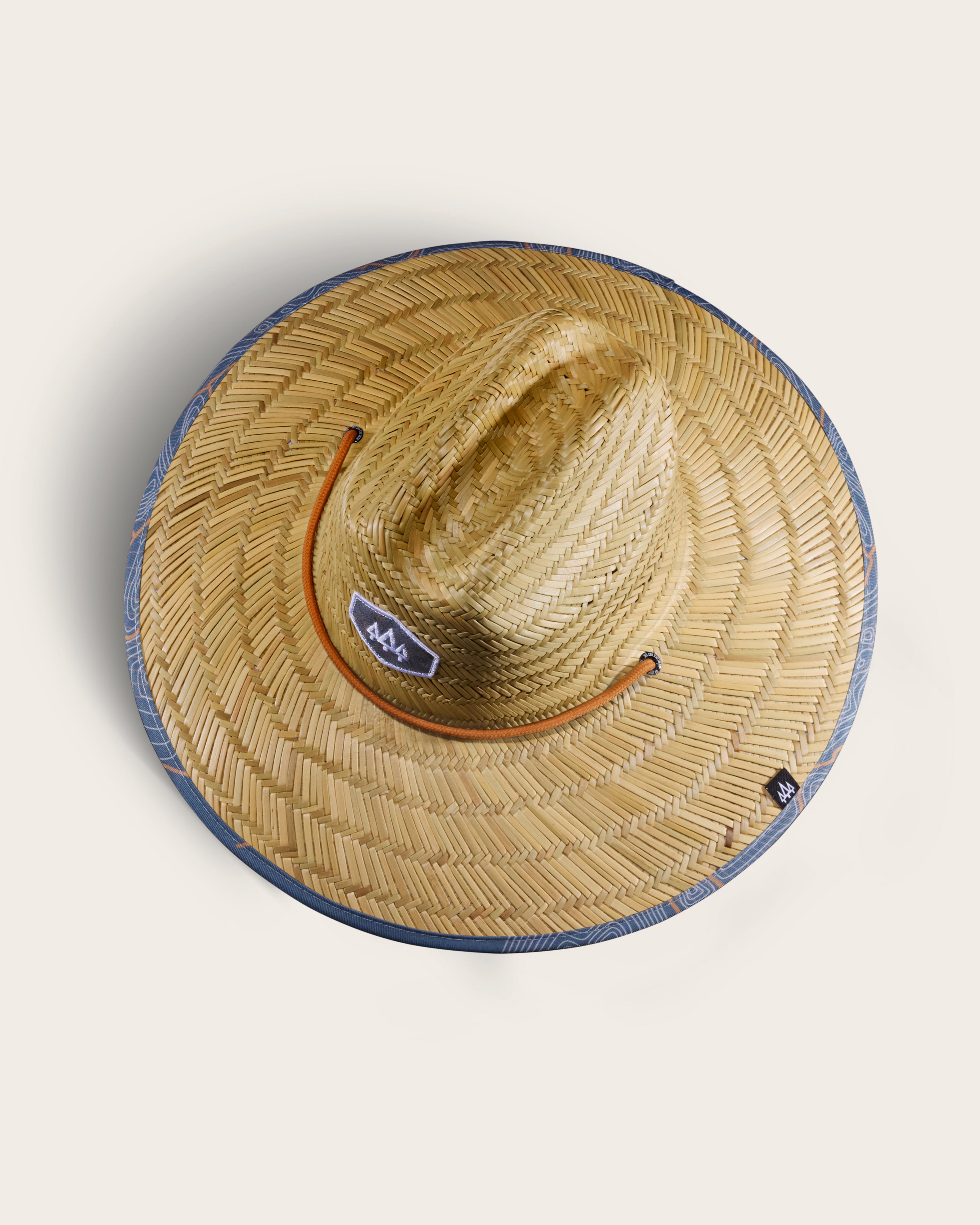 Hemlock Nomad straw lifeguard hat with topography pattern top of hat