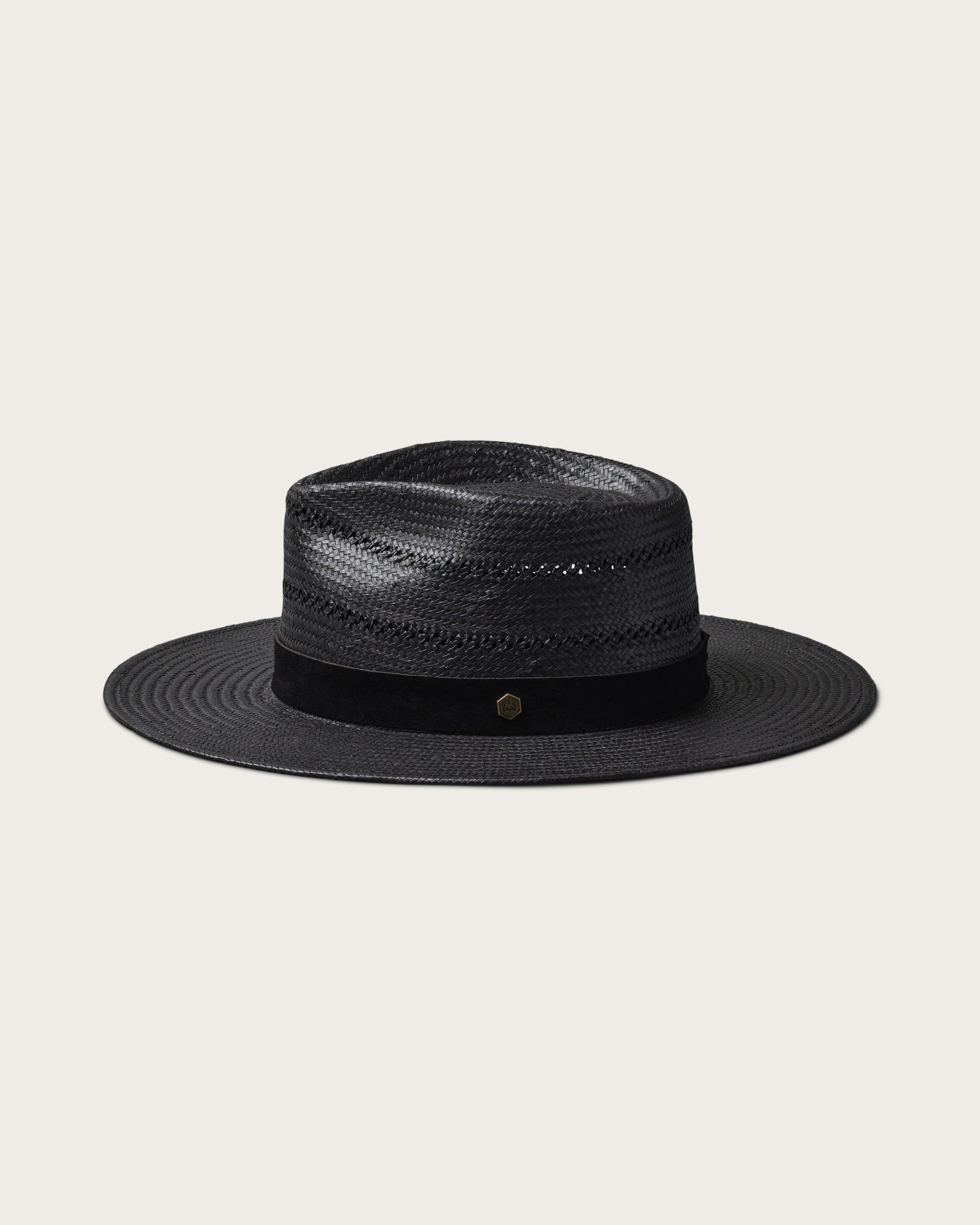 Hemlock Nova Straw Fedora in Onyx color side profile