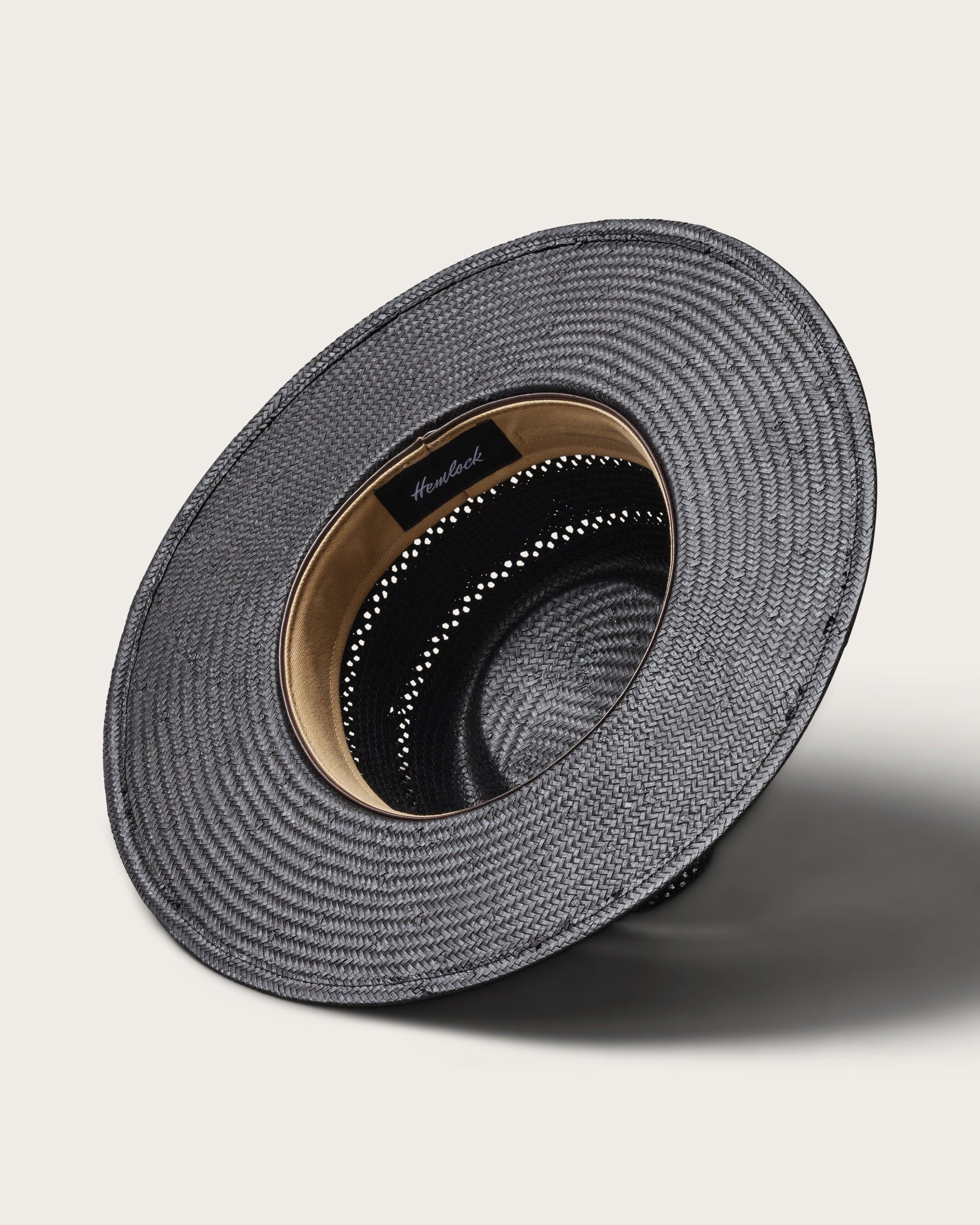 Hemlock Nova Straw Fedora in Onyx color detailed view