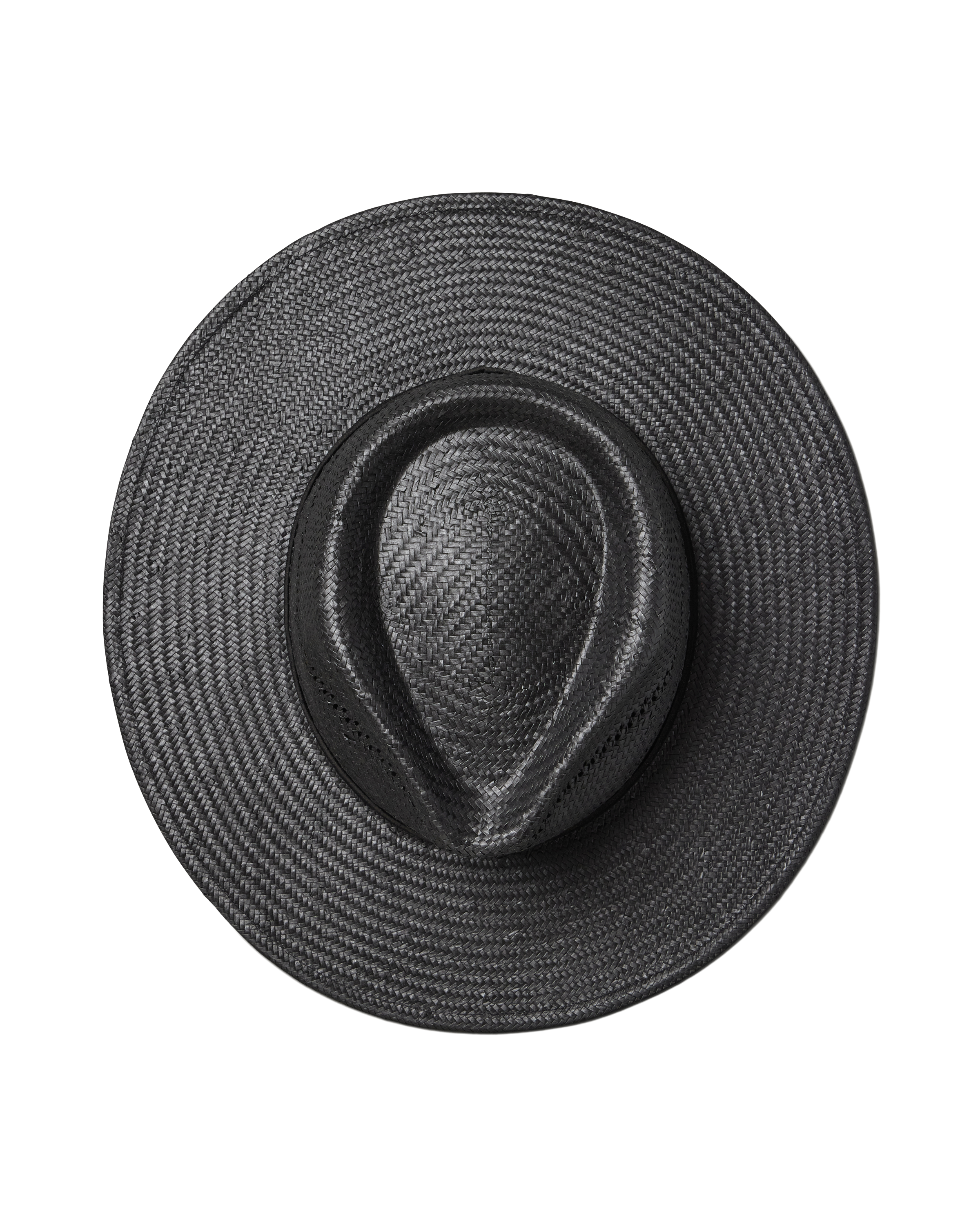 Hemlock Nova Straw Fedora in Onyx color top of hat