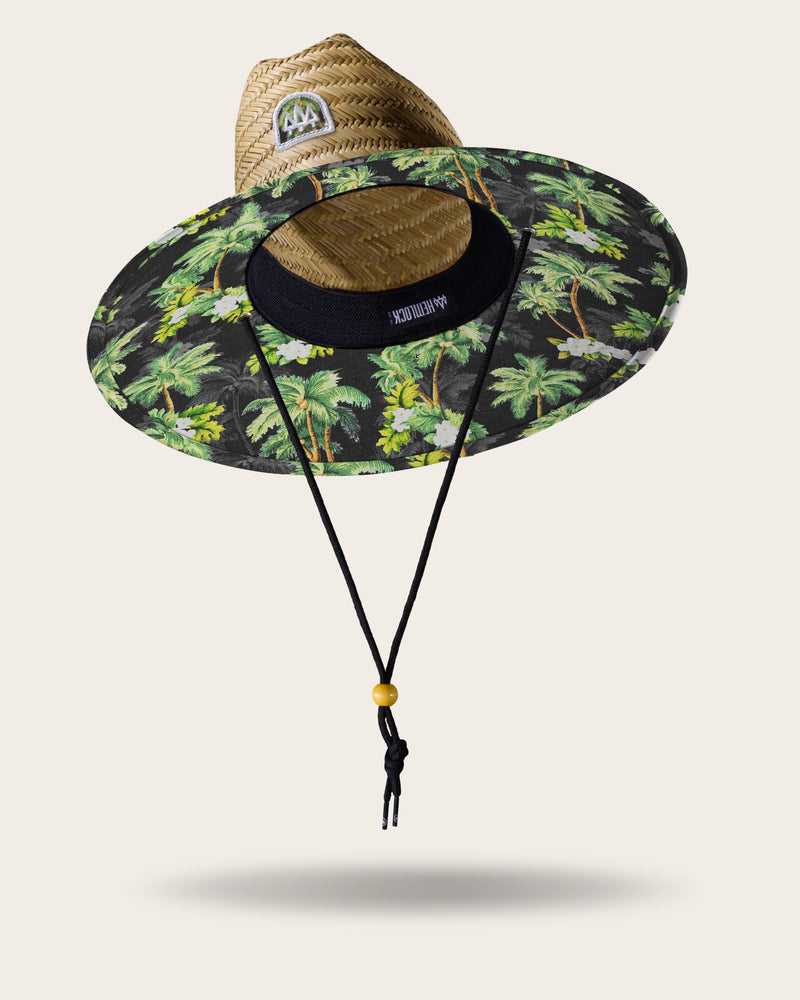 Hemlock Palms straw lifeguard hat with palm tree pattern