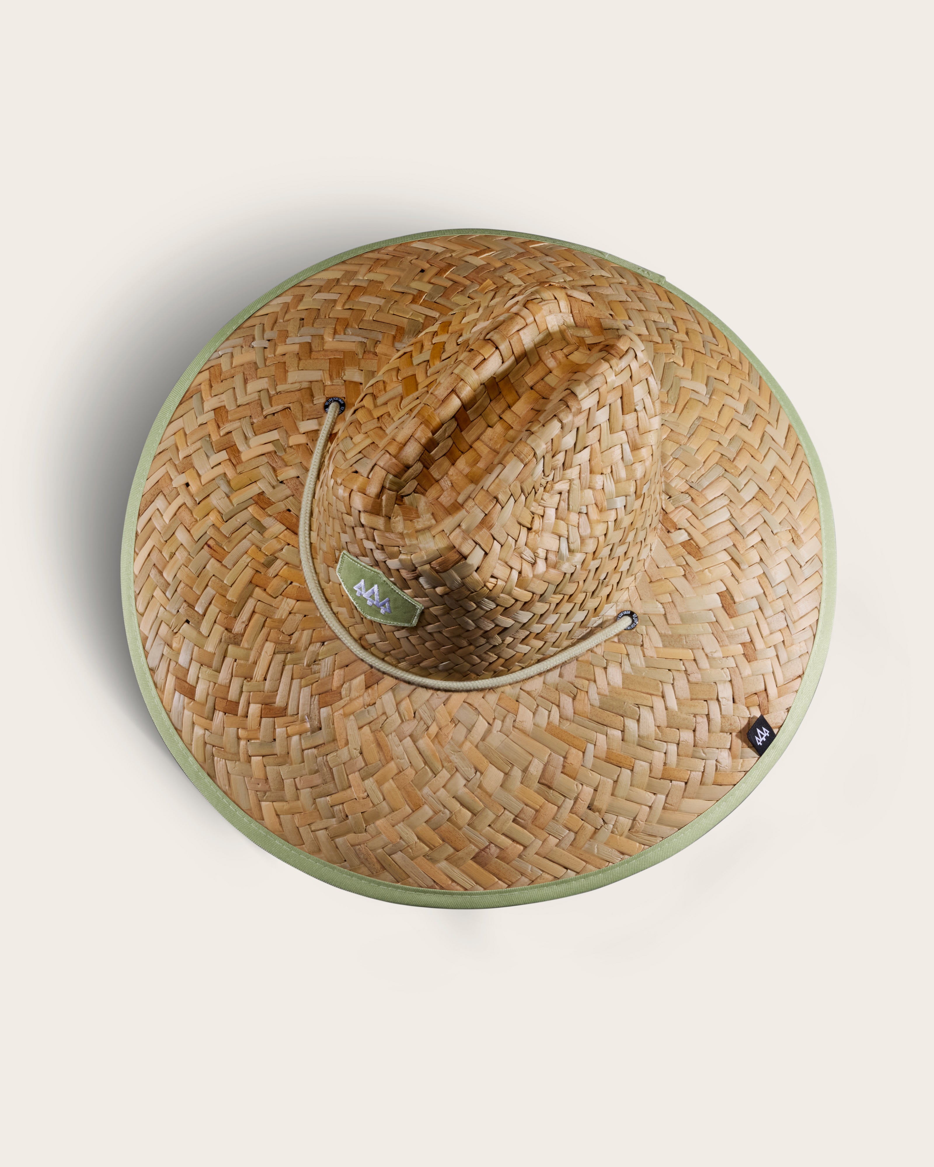 Hemlock Pistachio straw lifeguard hat with green color top of hat