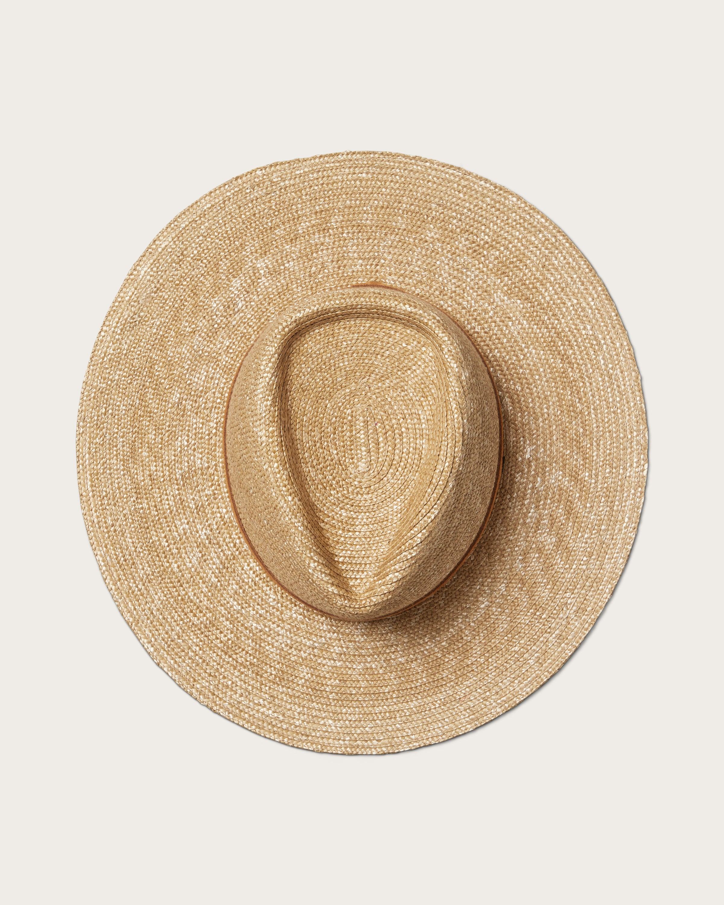 Hemlock Sloan Straw Fedora in Honeycomb color top of hat