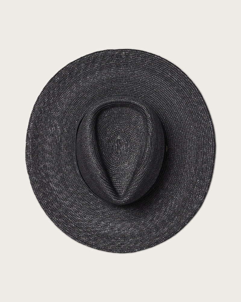 Hemlock Sloan Straw Fedora in Onyx color top of hat