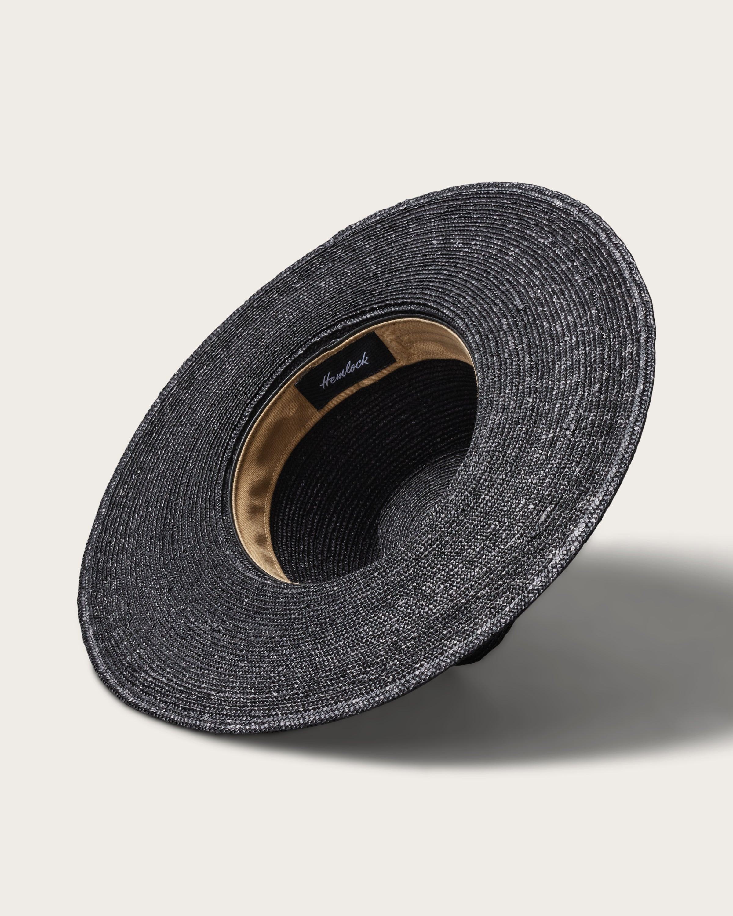 Hemlock Sloan Straw Fedora in Onyx color detailed view