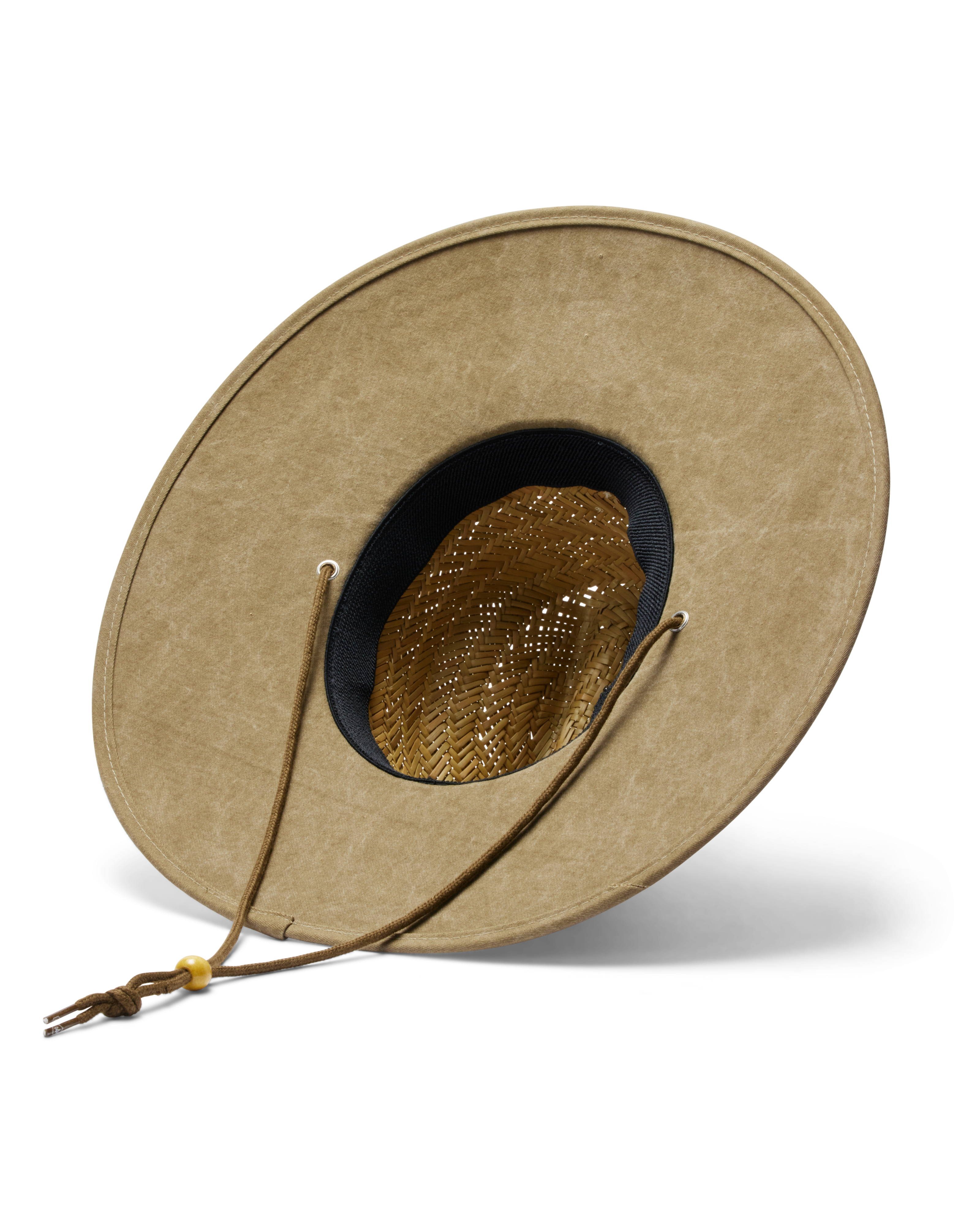 Hemlock UP50+ Lifeguard Straw Hat in Solid Olive color bottom view