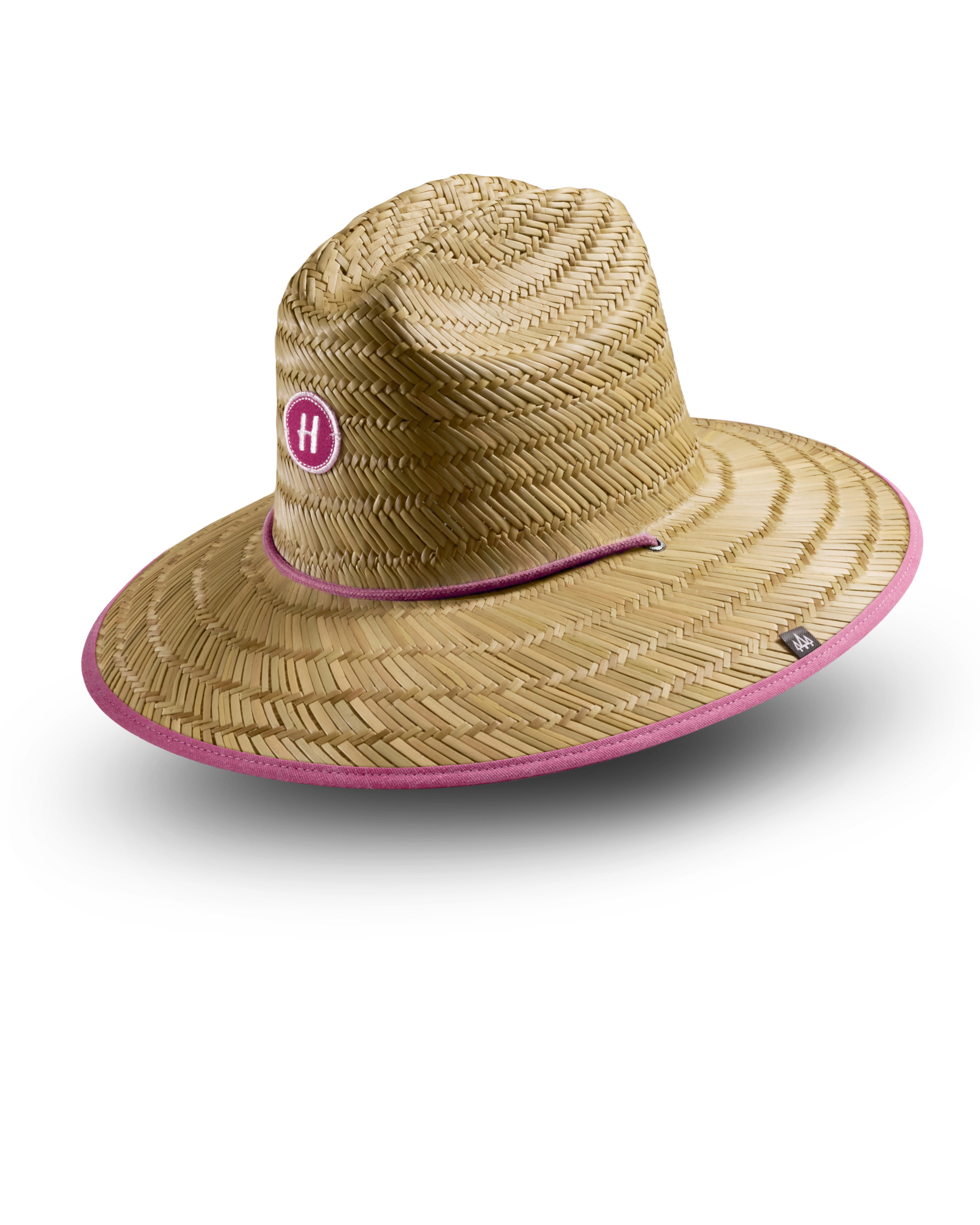 Hemlock UP50+ Lifeguard Straw Hat in Solid Pink color side view