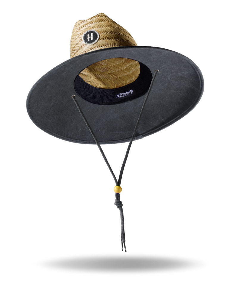 Hemlock UP50+ Lifeguard Straw Hat in Solid Black color 
