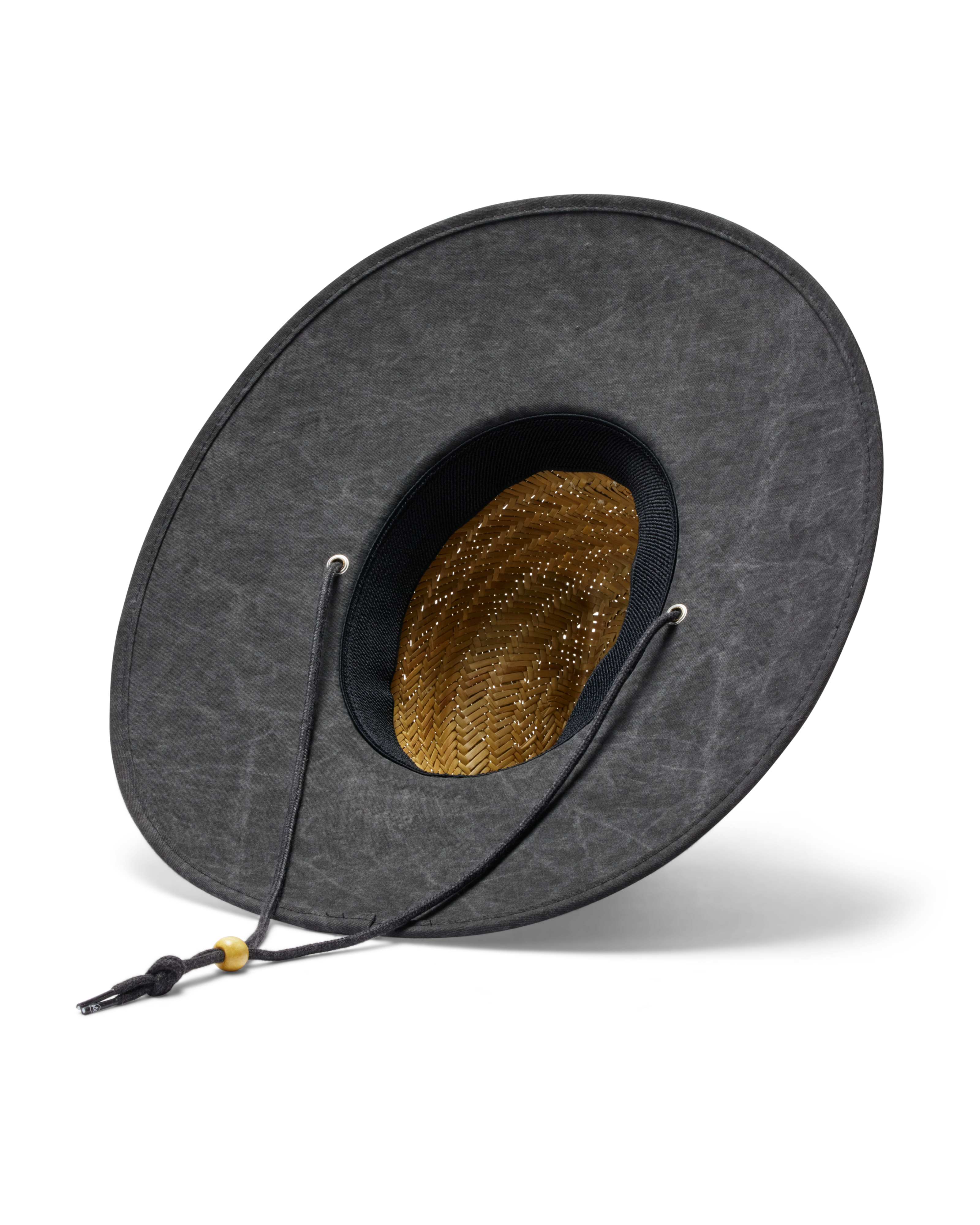 Hemlock UP50+ Lifeguard Straw Hat in Solid Black color bottom view