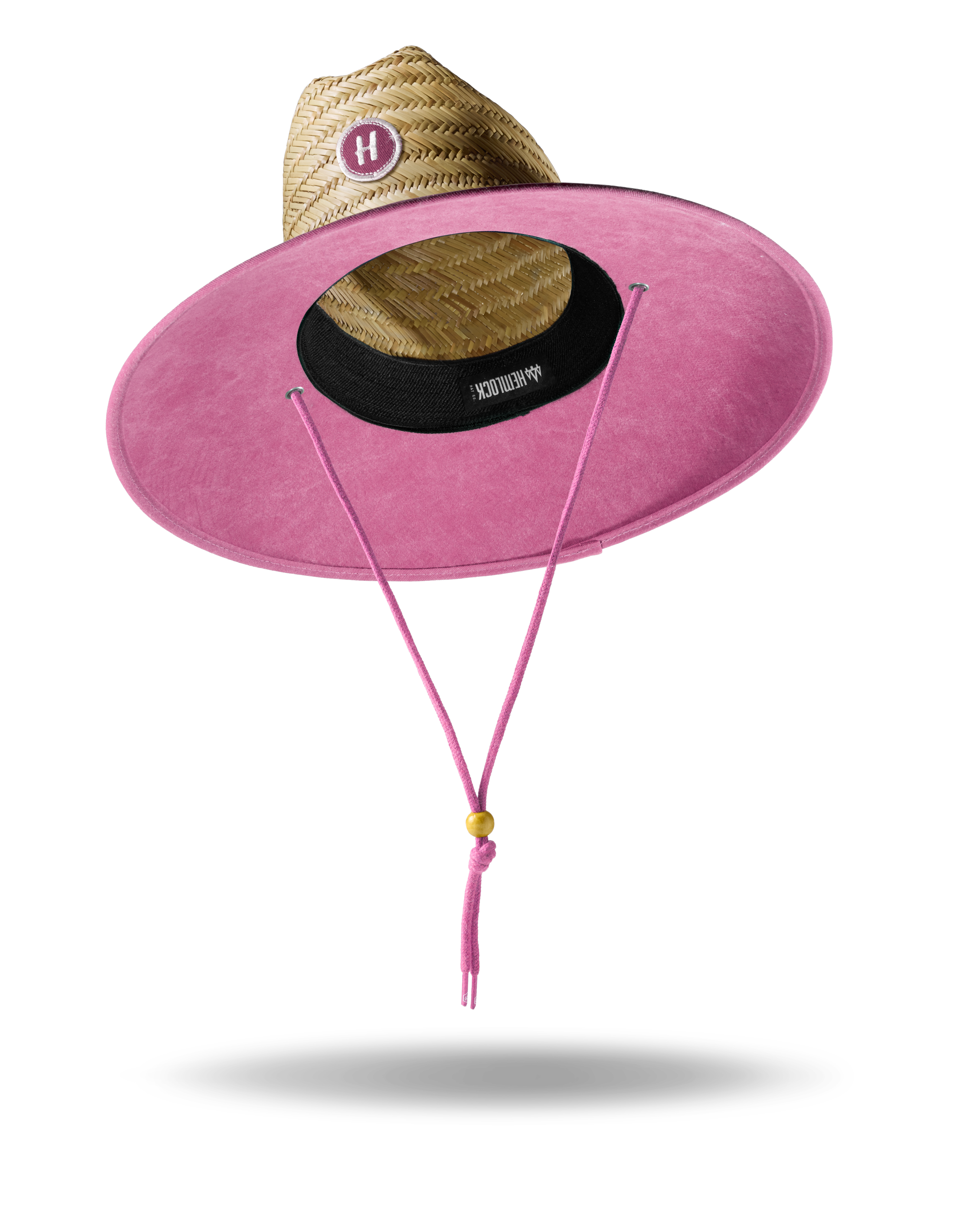Hemlock UP50+ Lifeguard Straw Hat in Solid Pink color floating hat view 