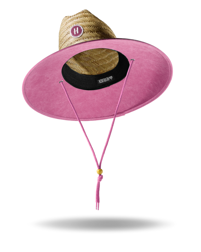 Hemlock UP50+ Lifeguard Straw Hat in Solid Pink color floating hat view 