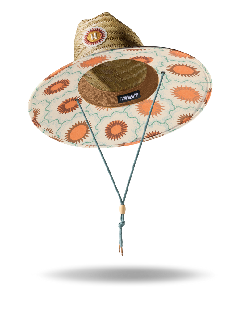 Hemlock UPF50+ Lifeguard Straw Hat in Suns print