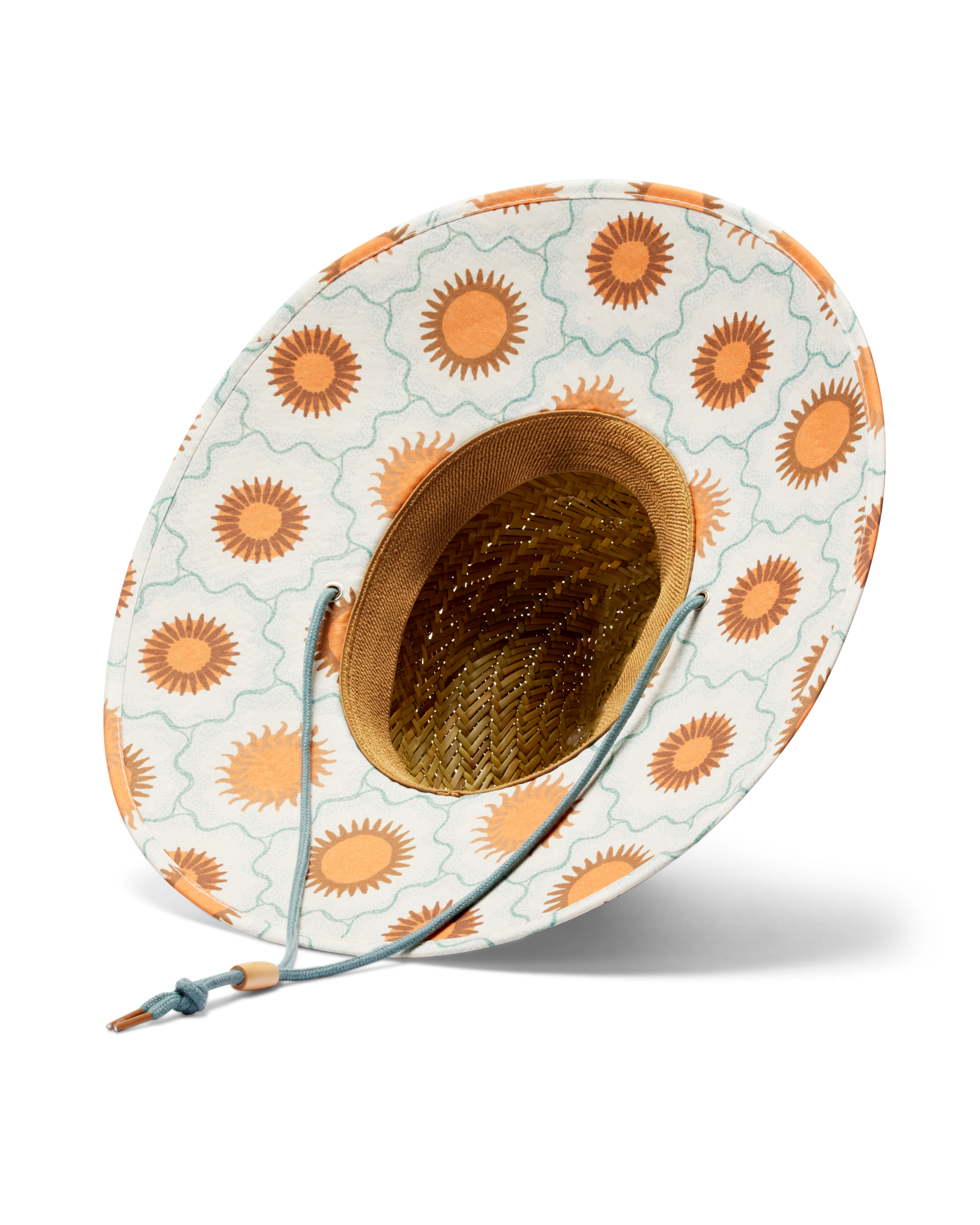Hemlock UPF50+ Lifeguard Straw Hat in Suns print bottom view