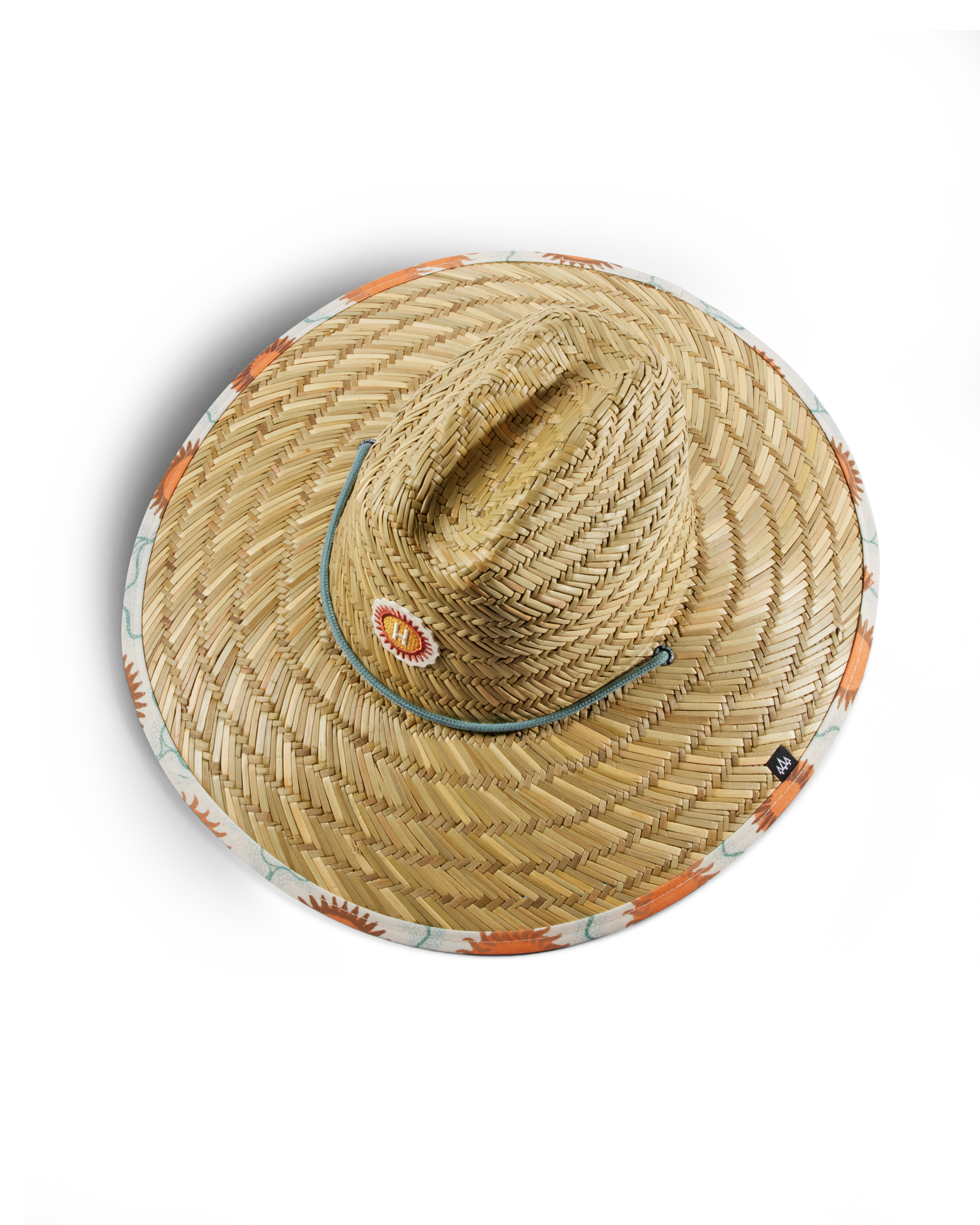 Hemlock UPF50+ Lifeguard Straw Hat in Suns print top view